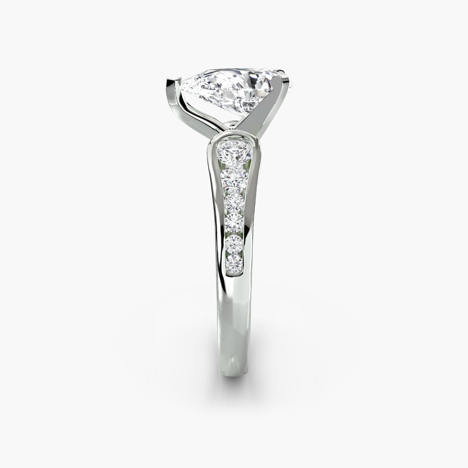 Pave Pear 950 Platinum Ring Setting - 3