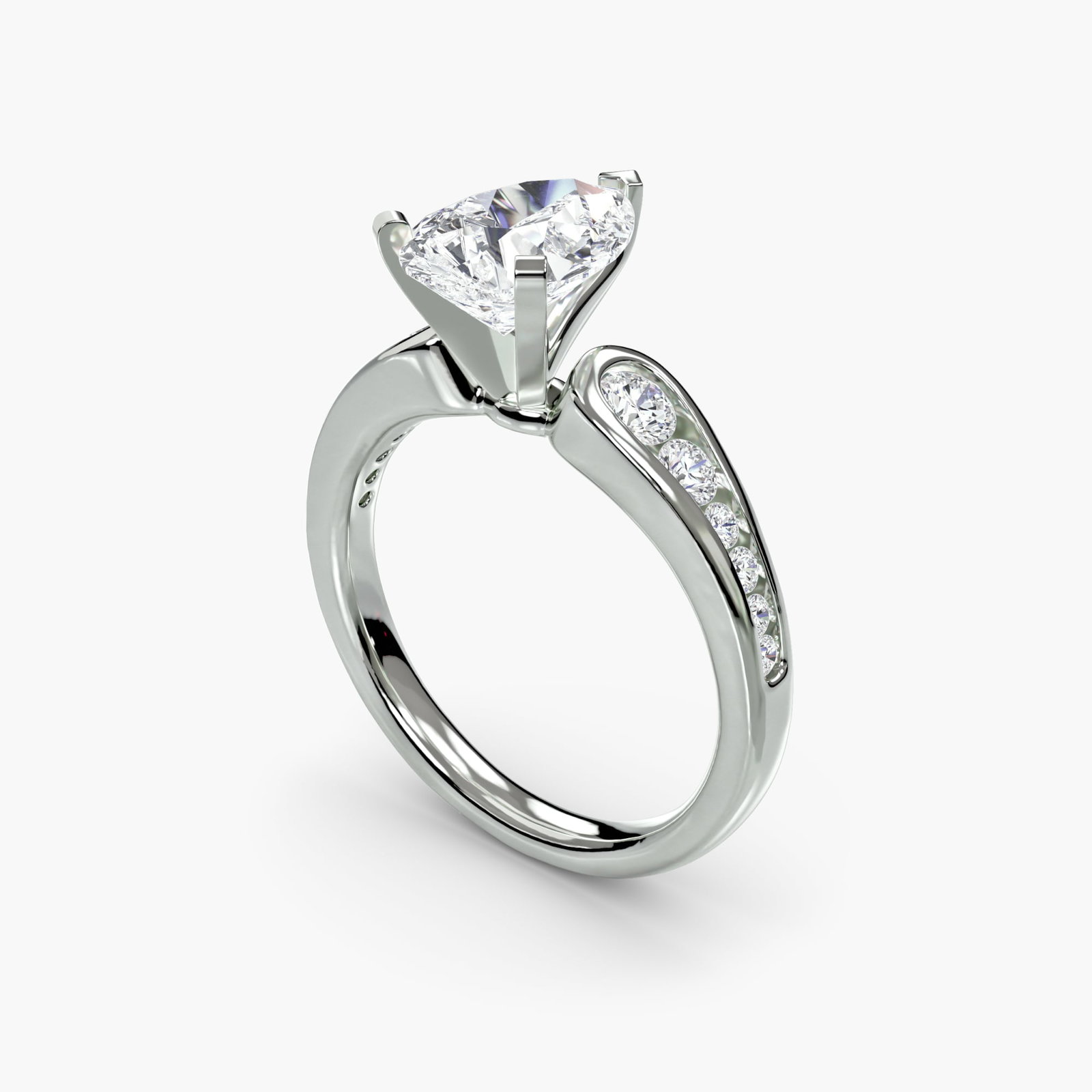 Pave Pear 950 Platinum Ring Setting - 5