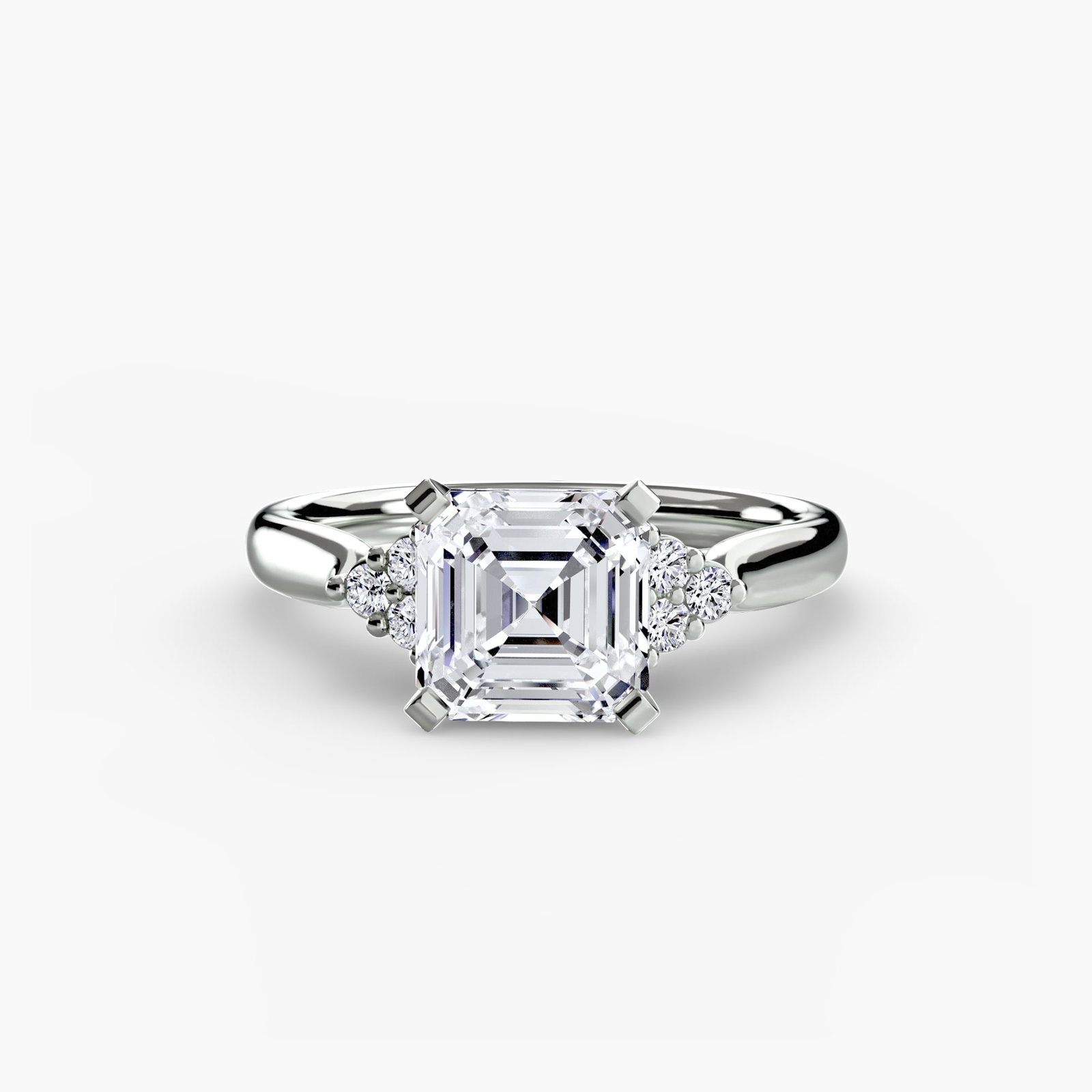 Solitaire Asscher 18Kt White Gold Ring Setting - 2