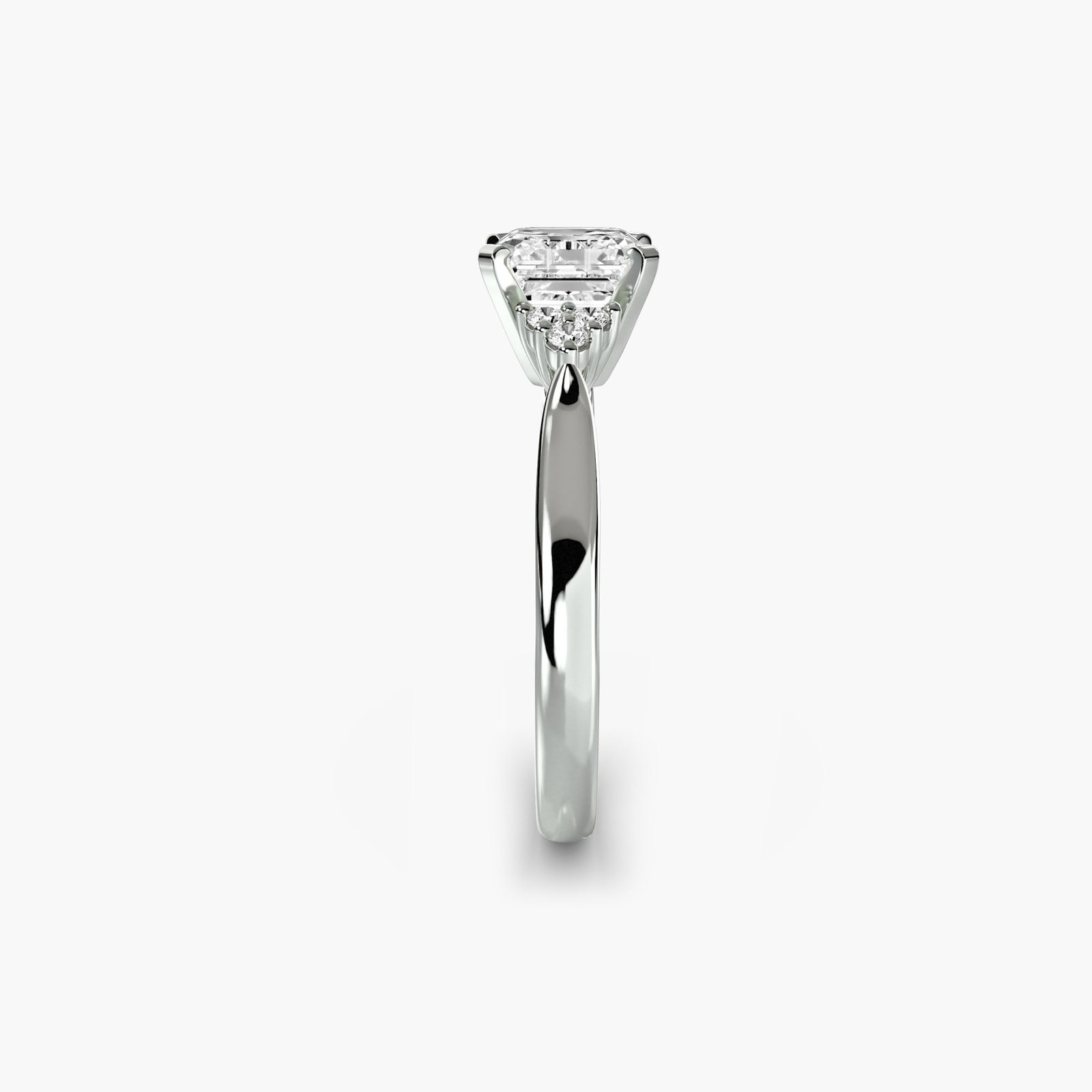 Solitaire Asscher 18Kt White Gold Ring Setting - 3