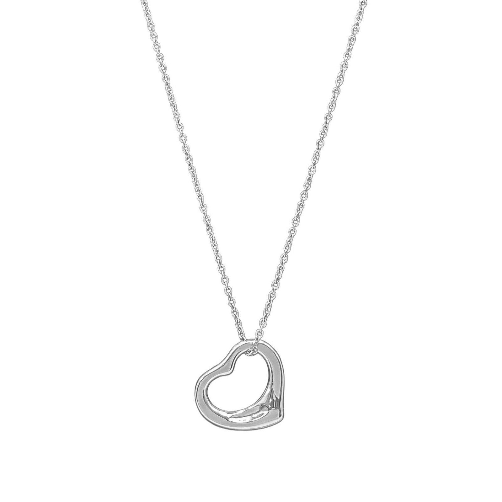 Sv925 silver necklace pendant by elsa peretti women's open heart tiffany co 16mm: Sv925 silver necklace pendant by elsa peretti women's open heart tiffany co 16mm Silver necklace pendant by Elsa Peretti, featuring an open heart design from Tiffany & Co. in 925 sterling silver,