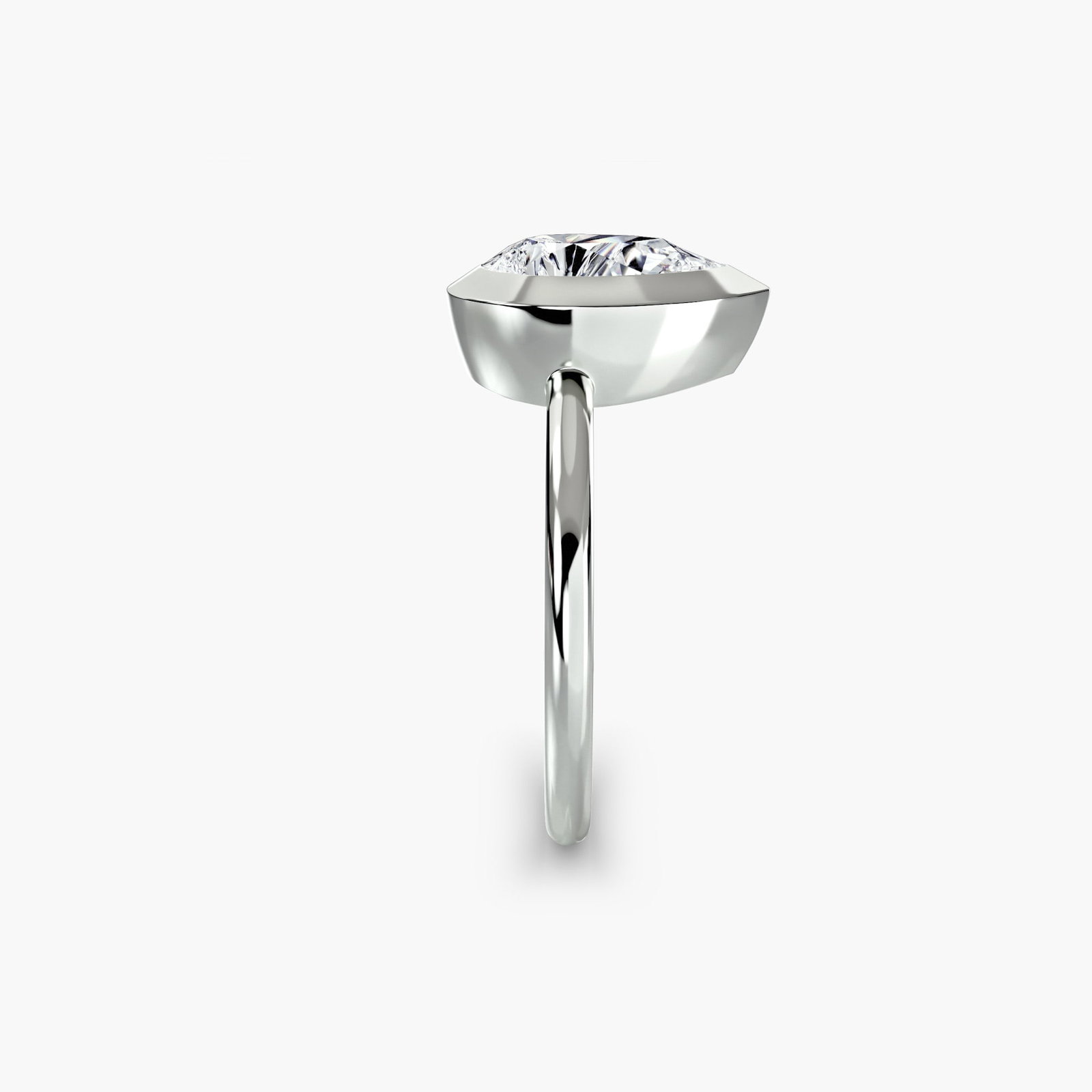 Solitaire Pear 14Kt White Gold Ring Setting - 3