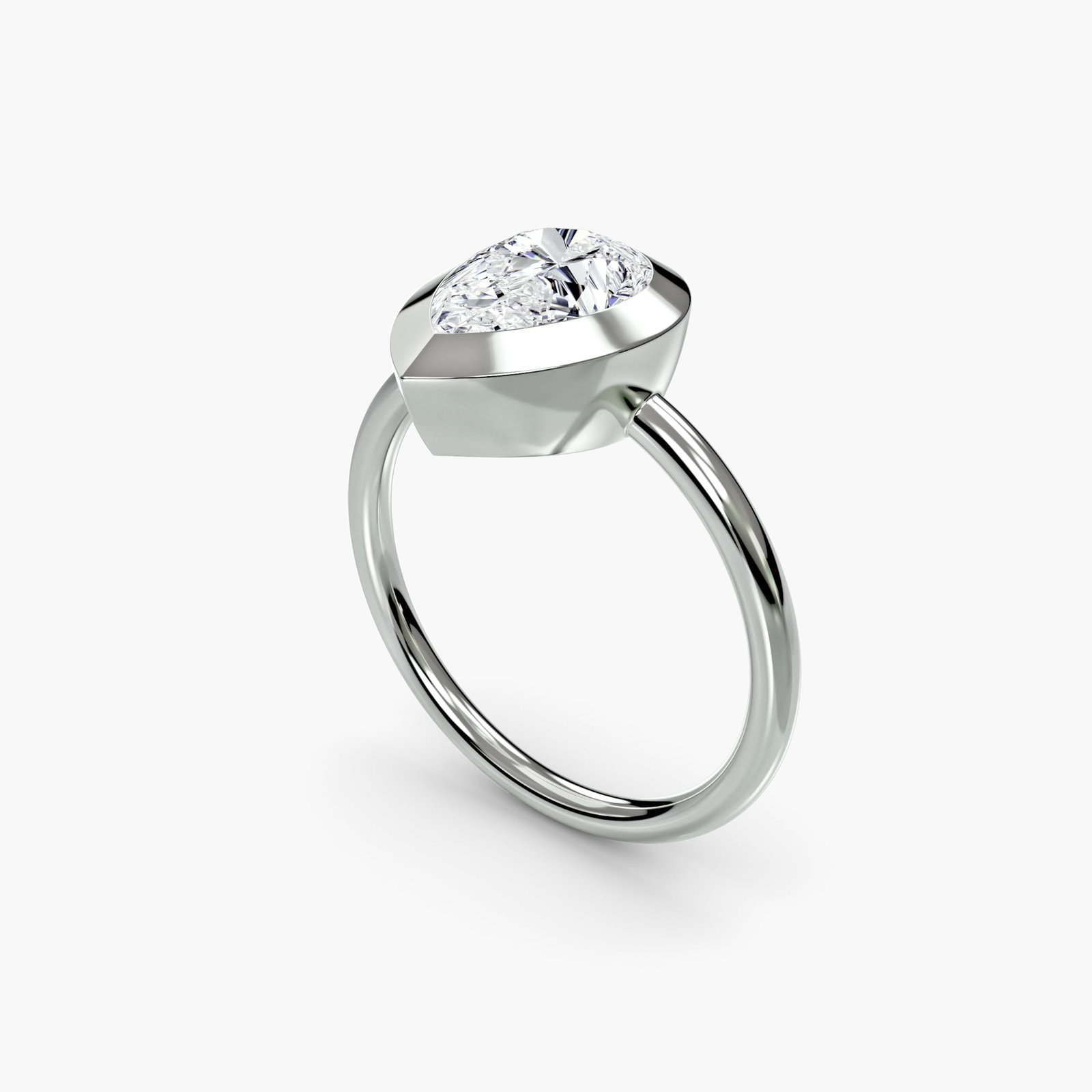 Solitaire Pear 14Kt White Gold Ring Setting - 5