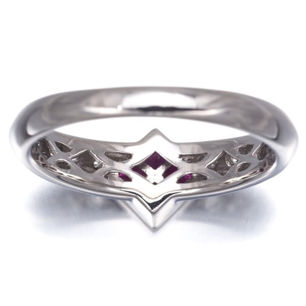 Platinum ring diamond ruby 0.31Ct 0.20Ct - 5