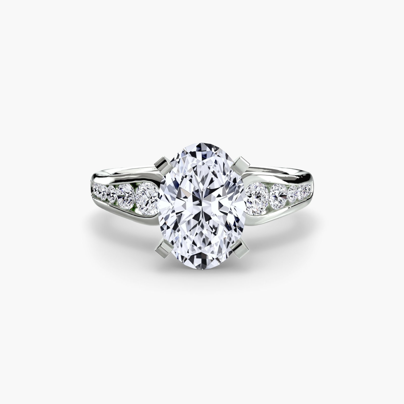 Pave Oval 950 Platinum Ring Setting - 2