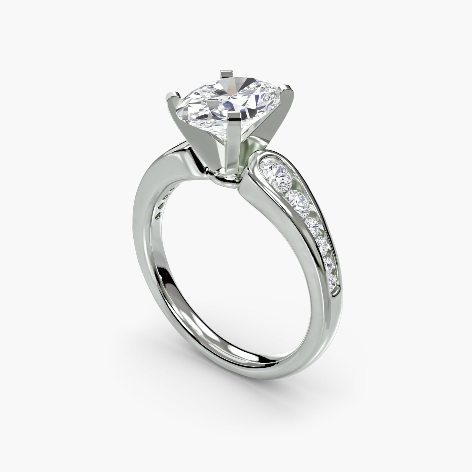 Pave Oval 950 Platinum Ring Setting - 5