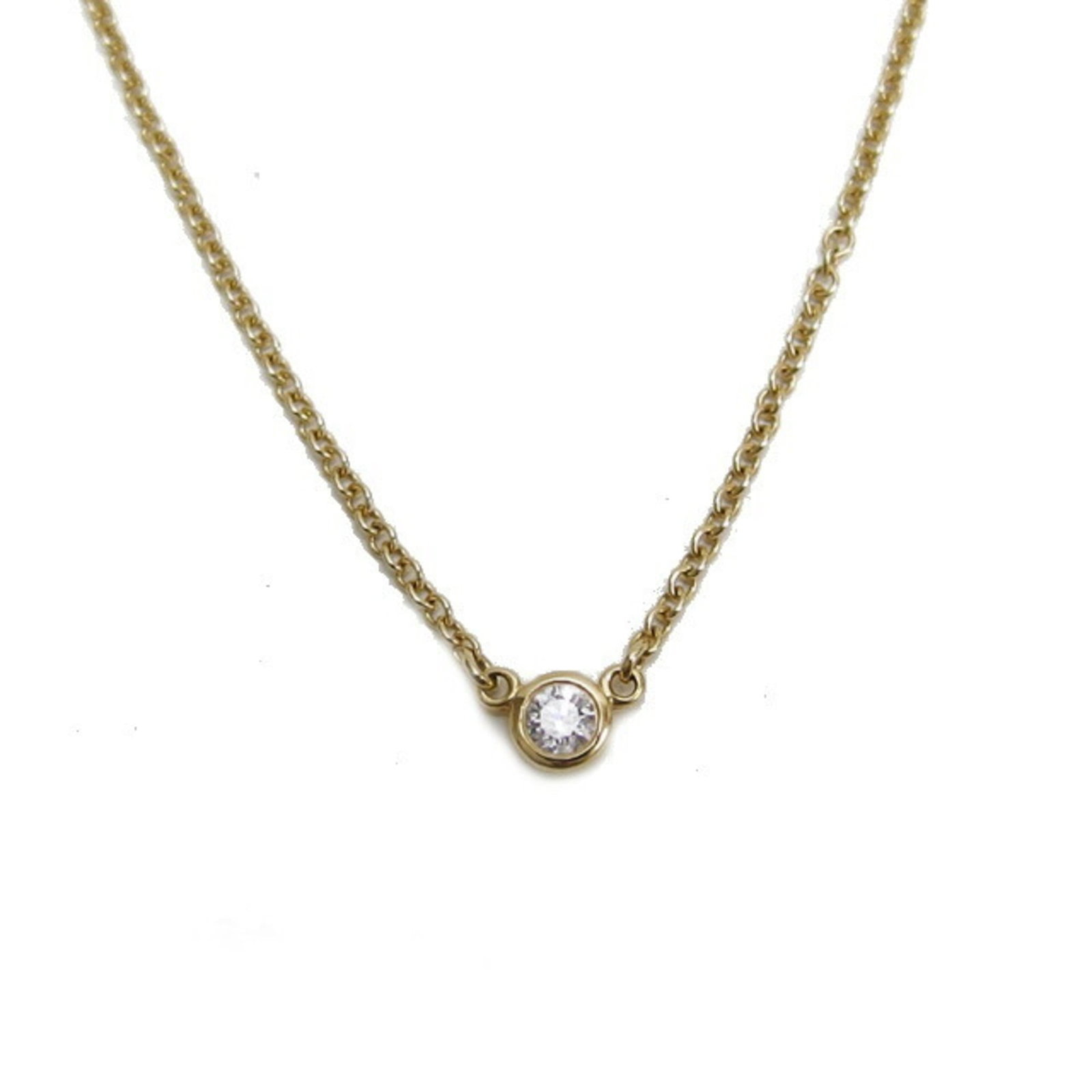Diamond 1P By Tiffany & Co. Necklace In 18K Yellow Gold: Diamond 1P By Tiffany & Co. Necklace In 18K Yellow Gold Diamond 1P By Tiffany & Co. Necklace In 18K Yellow Gold features a stunning 3mm pendant in 18K yellow gold, perfectly complemented by the sleek