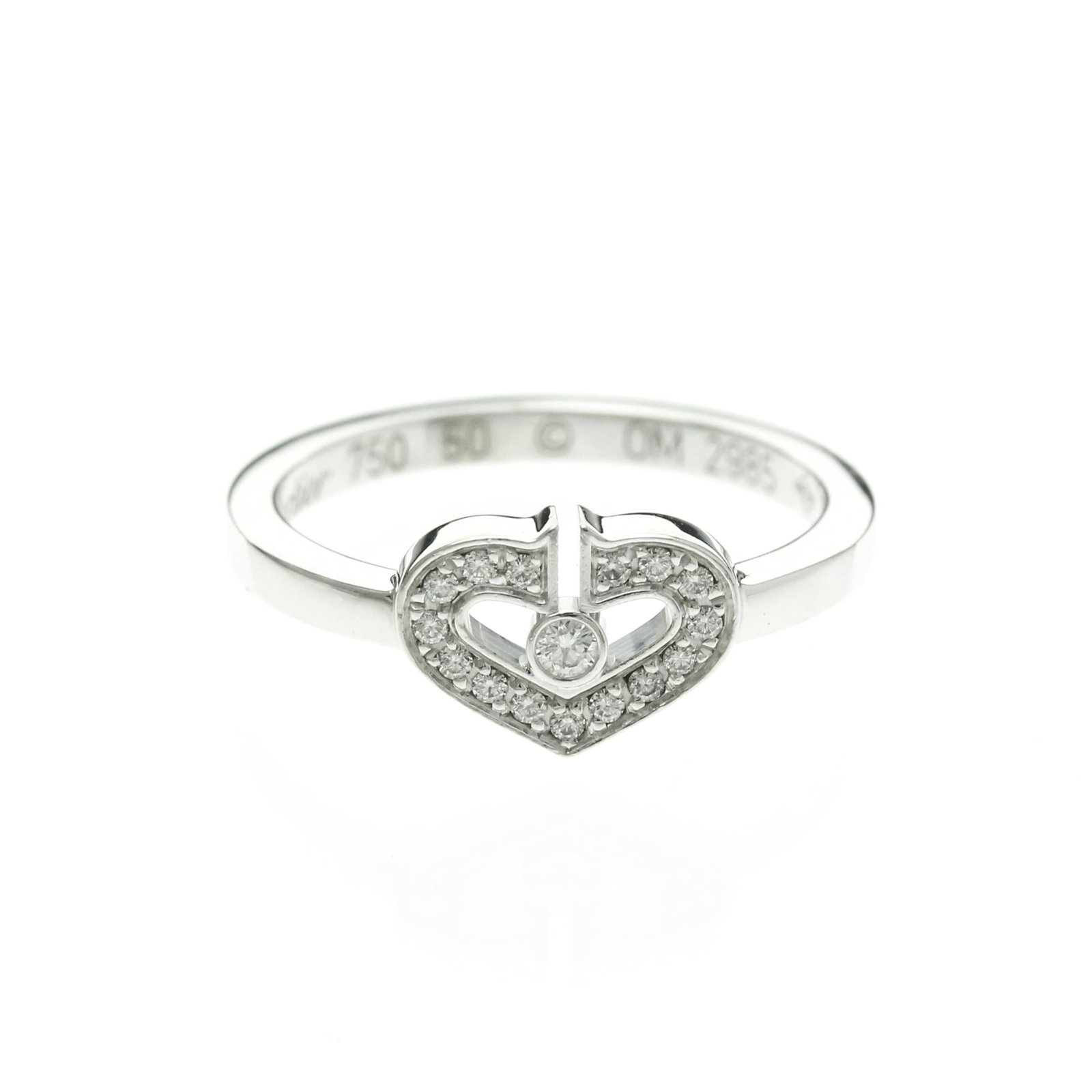 Gold White Ring Cartier Band: Gold White Ring Cartier Band Cartier's iconic band ring features a striking gold white design, adorned with a diamond stone. This elegant piece is crafted from 18K white gold and boasts a sleek,