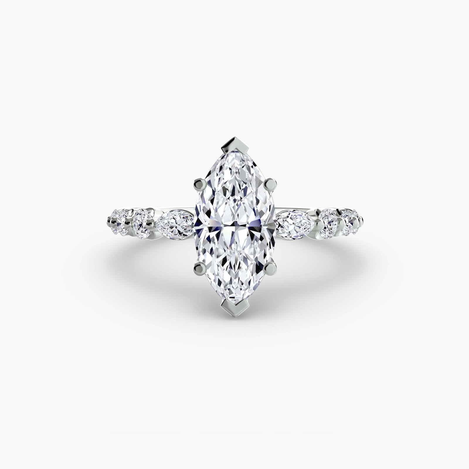 Pave Marquise 950 Platinum Ring Setting - 2