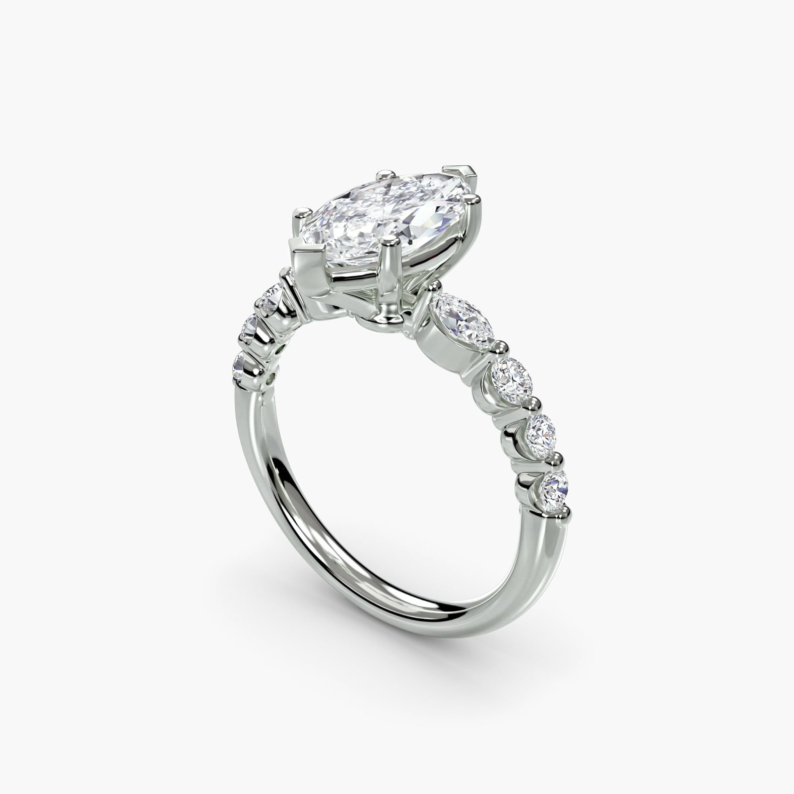 Pave Marquise 950 Platinum Ring Setting - 5