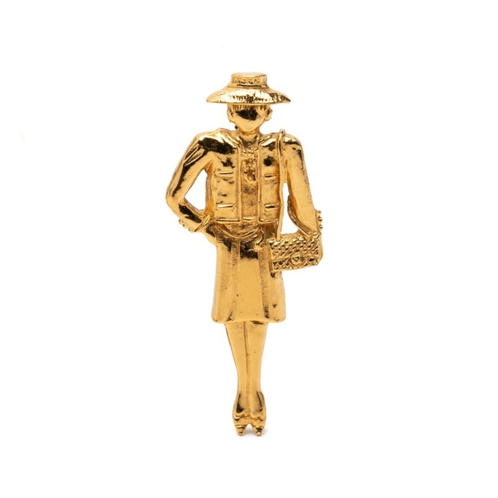 Brooch Pin Chanel: Brooch Pin Chanel Gold Pin Brooch from Chanel Features a sleek design with a gold finish and measures 5.98cm x 2.5cm in size, making it a stylish accessory for women's outfits. This pin brooch is made