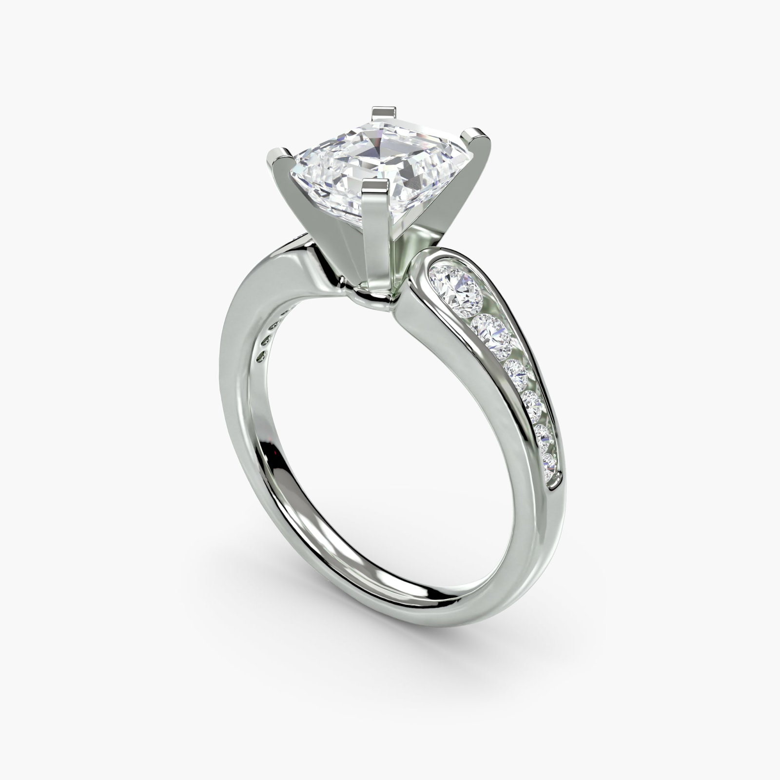 Pave Emerald 14Kt White Gold Ring Setting - 5