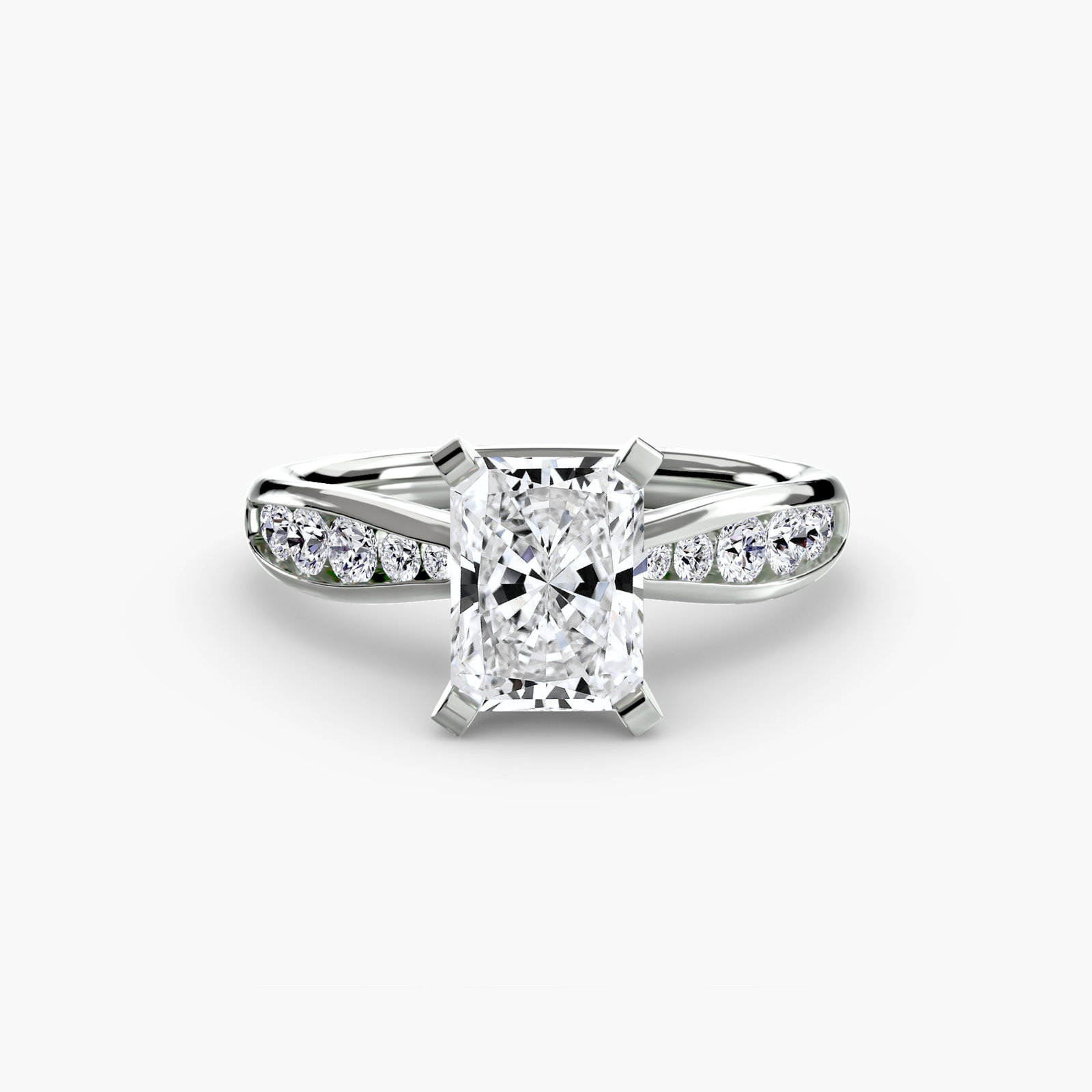 Pave Radiant 950 Platinum Ring Setting - 2