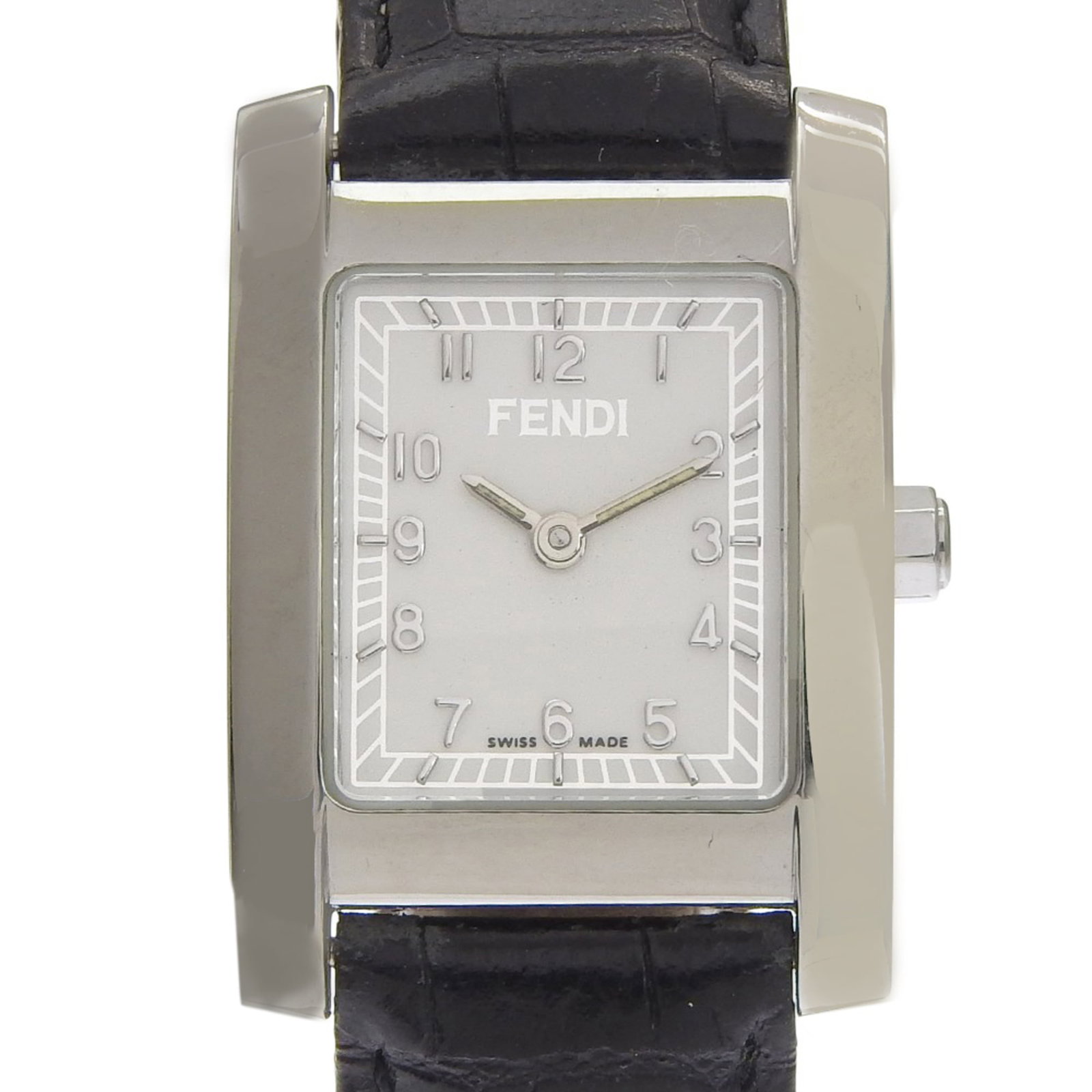 Fendi Wristwatch: Fendi Wristwatch Stainless steel case and leather strap combine in sleek, modern design. The Fendi wristwatch boasts a white dial and quartz movement for reliable timekeeping. Measuring 21mm in