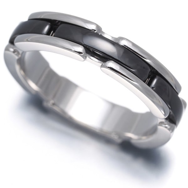 Chanel Ring Ultra Eu51 18K 750 White Gold/ Ceramic: Chanel Ring Ultra Eu51 18K 750 White Gold/ Ceramic 18k White Gold and Ceramic Ultra Ring by CHANEL features a sleek design with a 4.0mm wide band, perfect for everyday wear. This stylish ring boasts