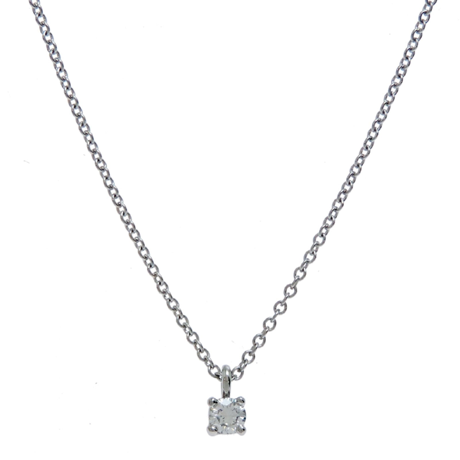 Tiffany & Co. Solitaire Diamond Necklace For Women Platinum 950: Tiffany & Co. Solitaire Diamond Necklace For Women Platinum 950 Platinum 950 Tiffany & Co. Solitaire Diamond Necklace for Women features a stunning 6mm x 3.3mm diamond pendant suspended from a
