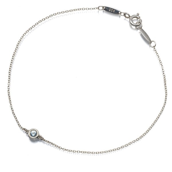 Tiffany&Co. Bracelet Aquamarine Color By The Yard 925 Sterling Silver: Tiffany&Co. Bracelet Aquamarine Color By The Yard 925 Sterling Silver Tiffany&Co. Bracelet Aquamarine Color By The Yard 925 Sterling Silver - A stunning sterling silver bracelet featuring a beautiful