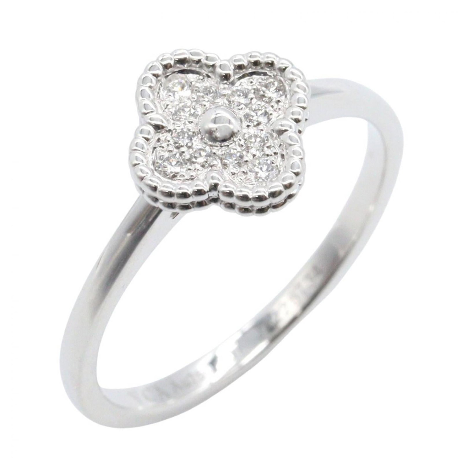 Van Cleef & Arpels Band Ring White Gold (18K): Van Cleef & Arpels Band Ring White Gold (18K) White gold (18K) band ring from Van Cleef & Arpels, featuring clear stones and a classic design. This elegant piece is crafted in 18K white gold and