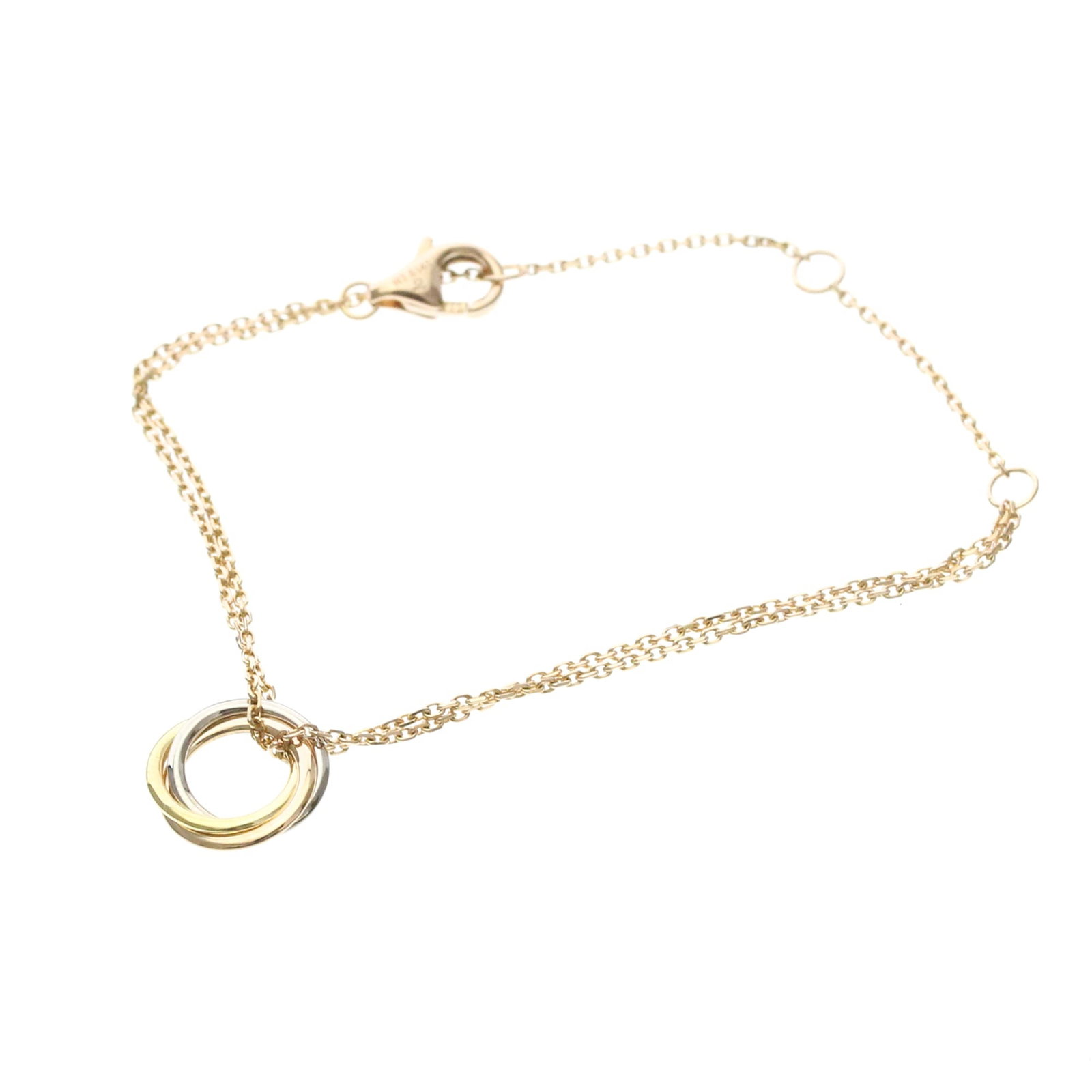 Cartier Charm Bracelet Pink Gold (18K) White Gold (18K) Yellow Gold (18K): Cartier Charm Bracelet Pink Gold (18K) White Gold (18K) Yellow Gold (18K) Cartier's iconic Baby Trinity Charm Bracelet is a timeless fashion statement, featuring a delicate combination of pink gold
