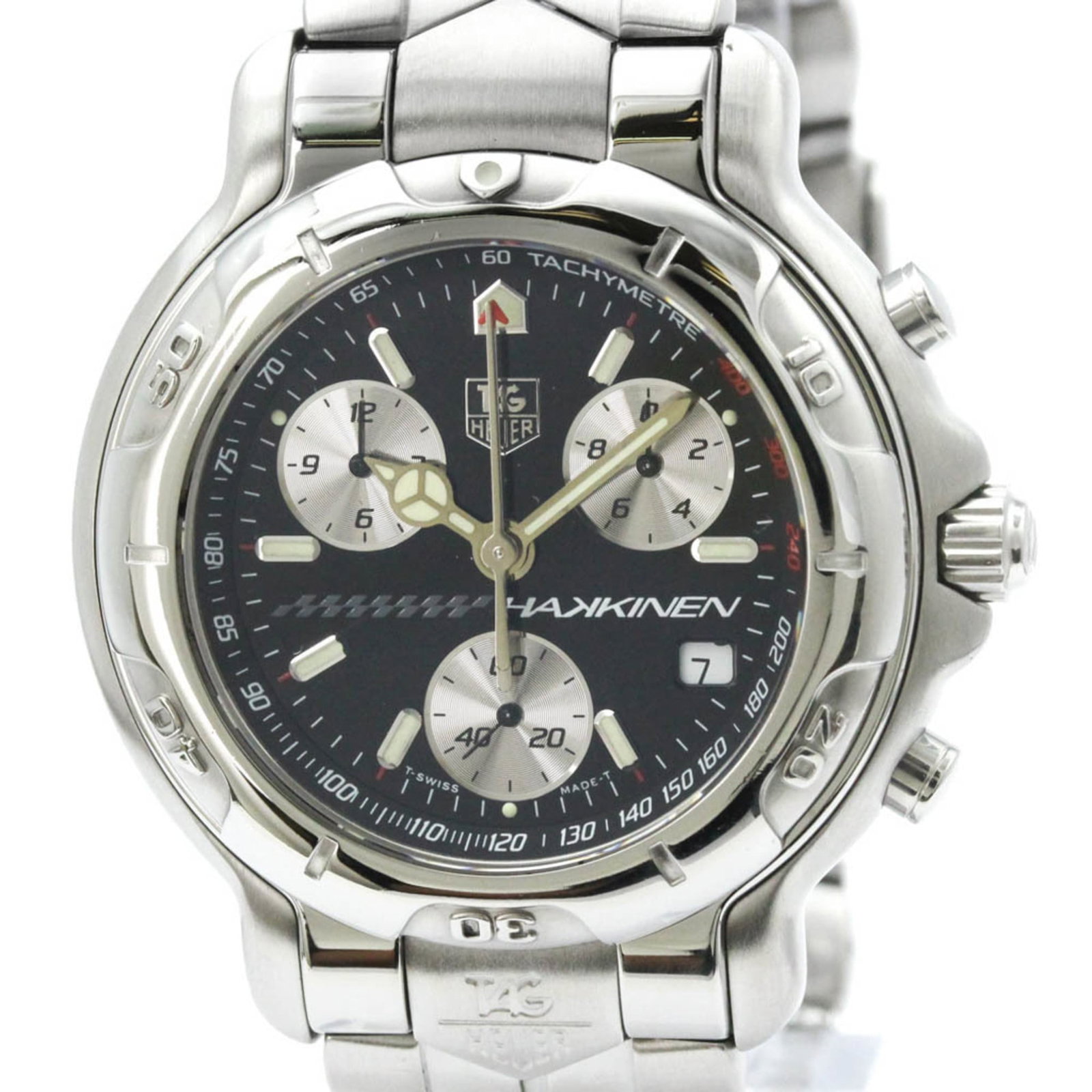 Wristwatch From Tag: Wristwatch From Tag Stainless steel case and band, the Tag Heuer CH1114 wristwatch boasts a sleek black dial. This sporty timepiece features chronograph and date functions, making it a versatile