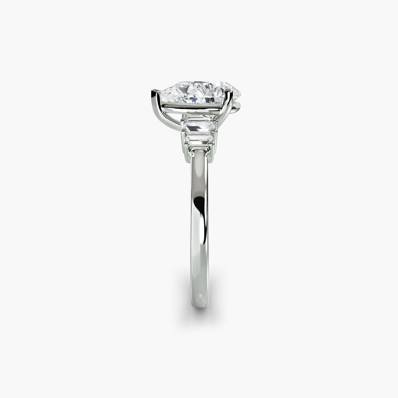Solitaire Pear 14Kt White Gold Ring Setting - 3