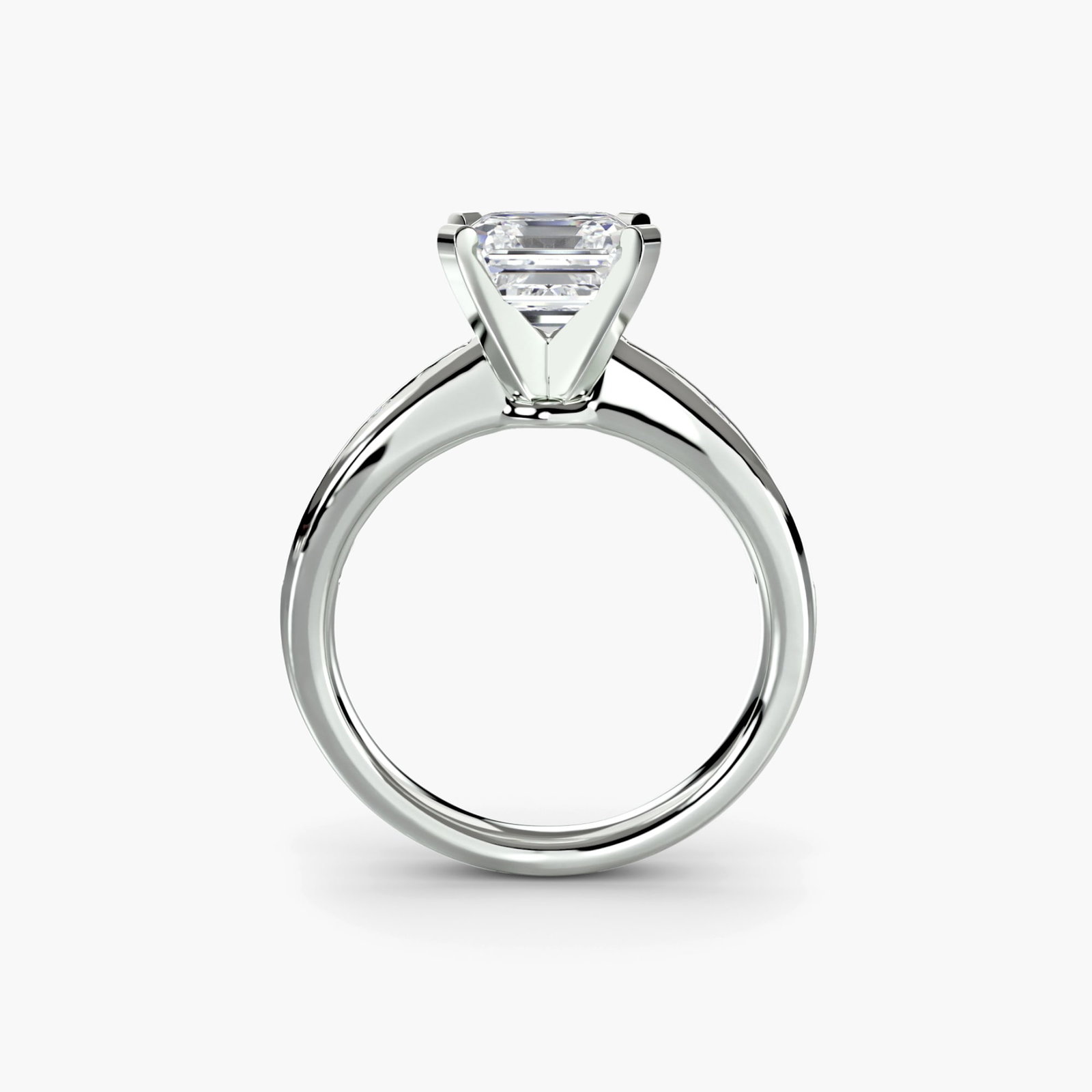 Pave Asscher 950 Platinum Ring Setting: Pave Asscher 950 Platinum Ring Setting Asscher cut diamonds add a touch of sophistication to this pave ring setting, crafted from high-quality 950 platinum. The intricate design features 12 side