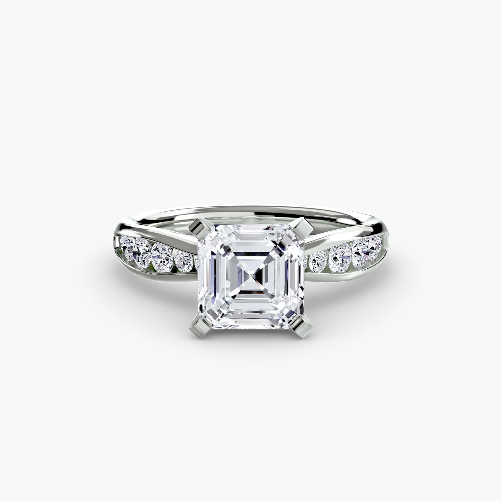 Pave Asscher 950 Platinum Ring Setting - 2