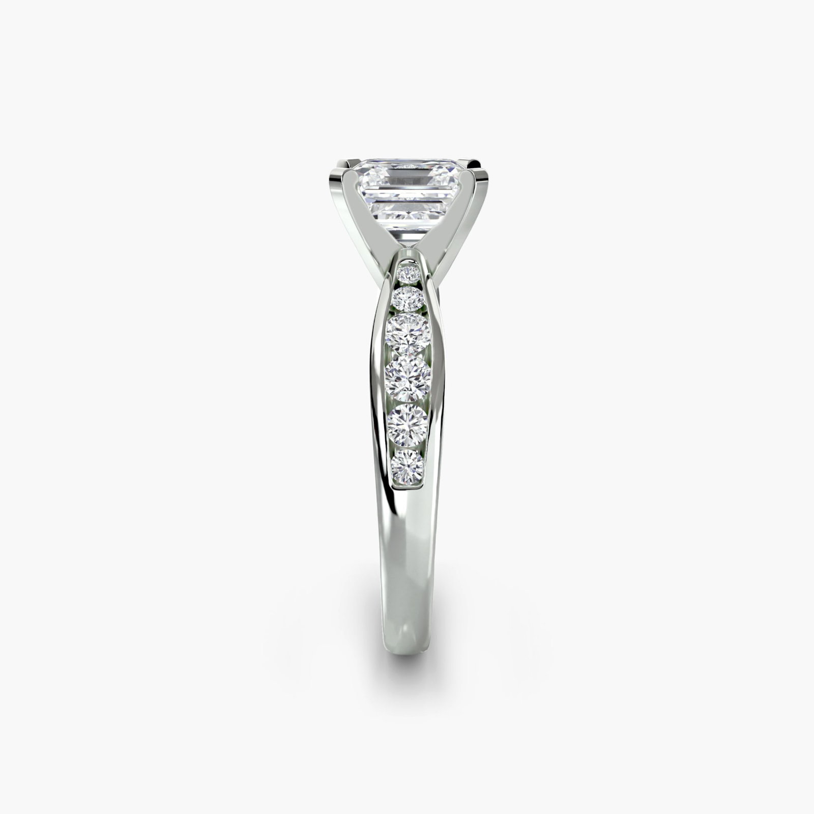 Pave Asscher 950 Platinum Ring Setting - 3