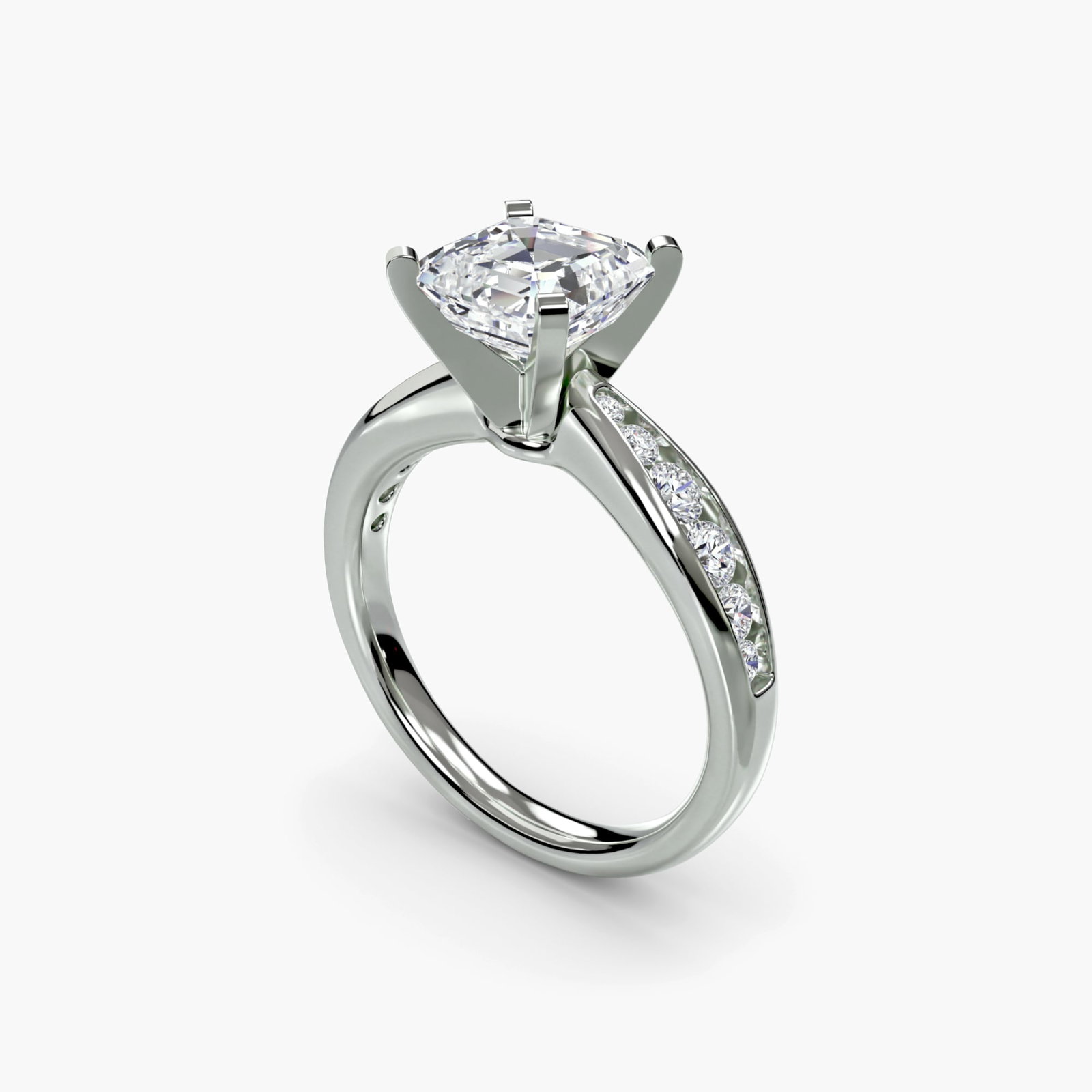 Pave Asscher 950 Platinum Ring Setting - 5