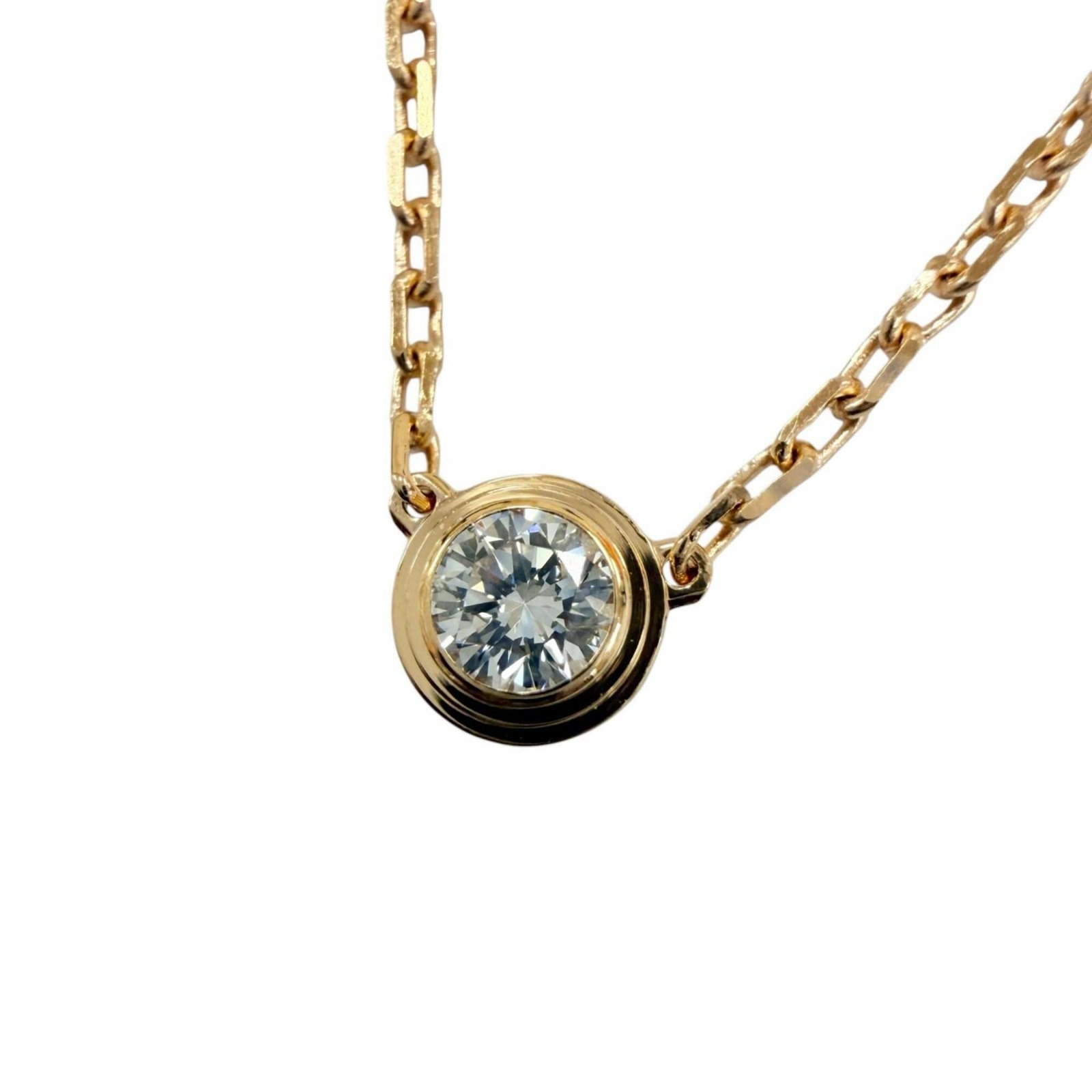 Cartier Damour Sm Small 750 (Pg) Diamond 0.09Ct Brilliant Cut Necklace Pink Gold Weight 2.79G: Cartier Damour Sm Small 750 (Pg) Diamond 0.09Ct Brilliant Cut Necklace Pink Gold Weight 2.79G Cartier's Damour style in pink gold, featuring a 0.09ct brilliant cut diamond pendant, adds a touch of