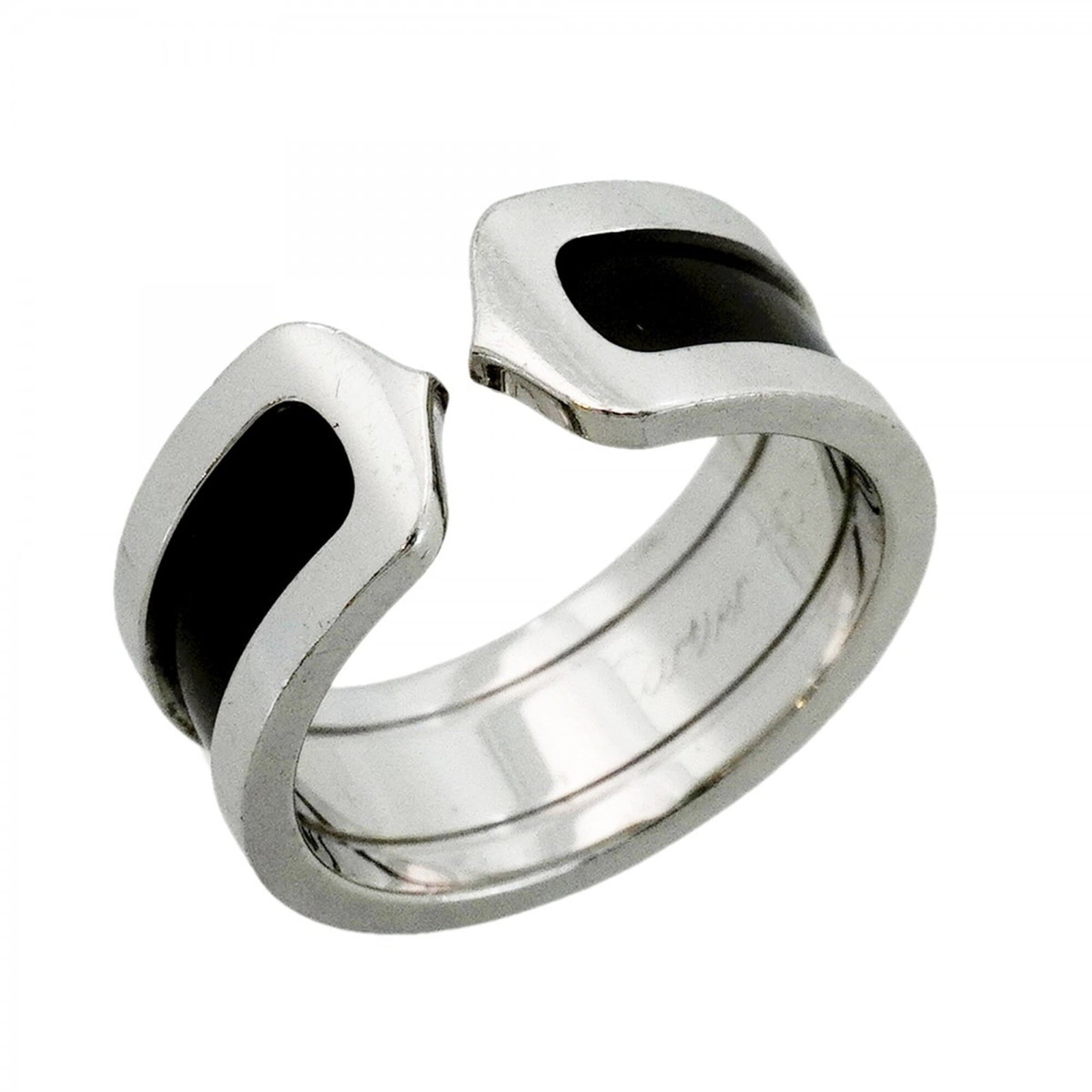 Gold White Ring Cartier Band: Gold White Ring Cartier Band White gold (18K) Cartier band ring with a sleek design, bearing the signature of the renowned French luxury brand. This men's ring features a sturdy 57 US size and 8.5