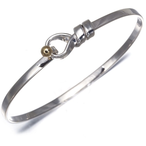 Tiffany&Co. Bracelet Love Knot Hook&Eye Bangle Silver 925/ 18K Yg: Tiffany&Co. Bracelet Love Knot Hook&Eye Bangle Silver 925/ 18K Yg Sterling Silver Tiffany&Co. Love Knot Hook&Eye Bangle, crafted from 925/18K Yellow Gold, boasts an elegant design with a subtle hook