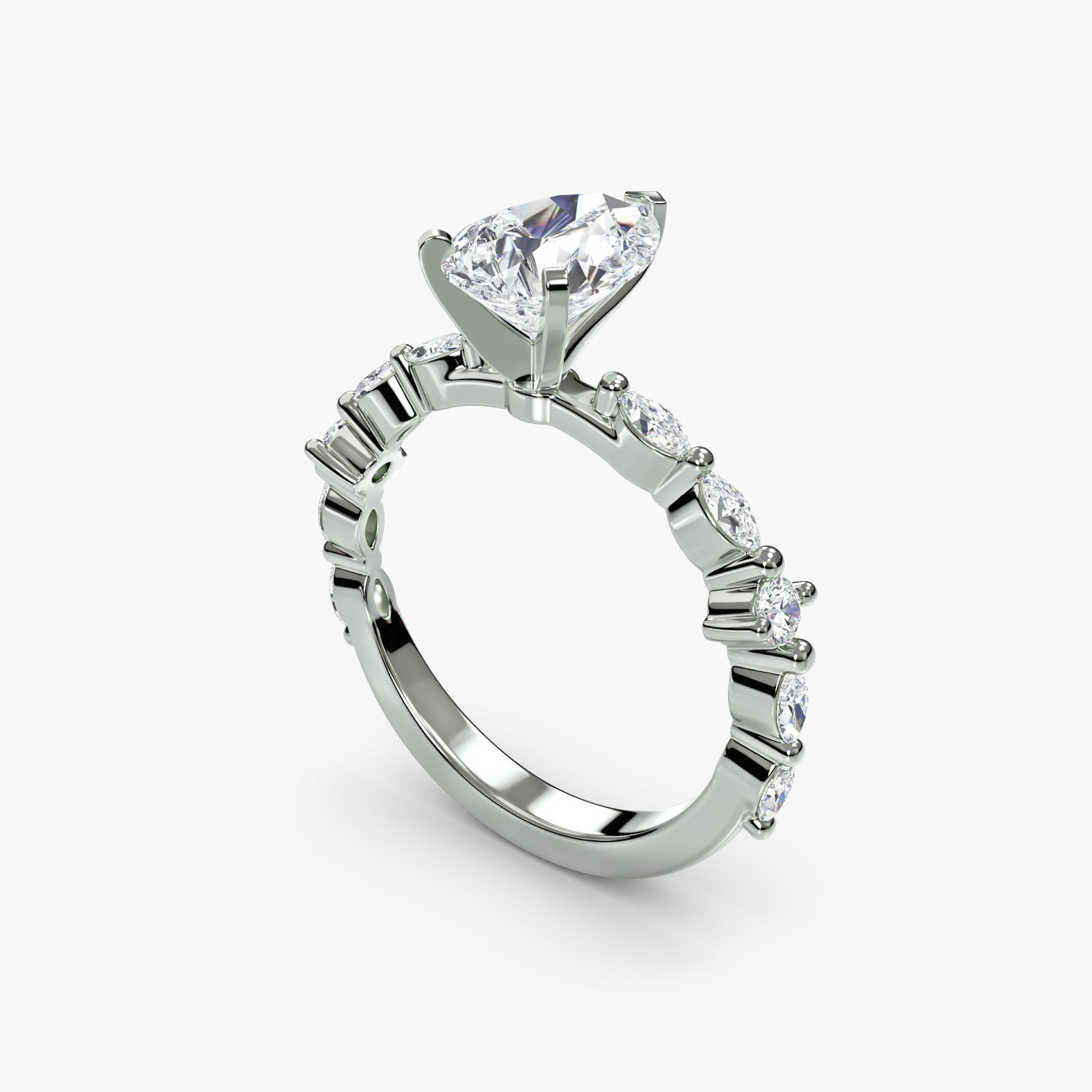 Pave Pear 950 Platinum Ring Setting - 5