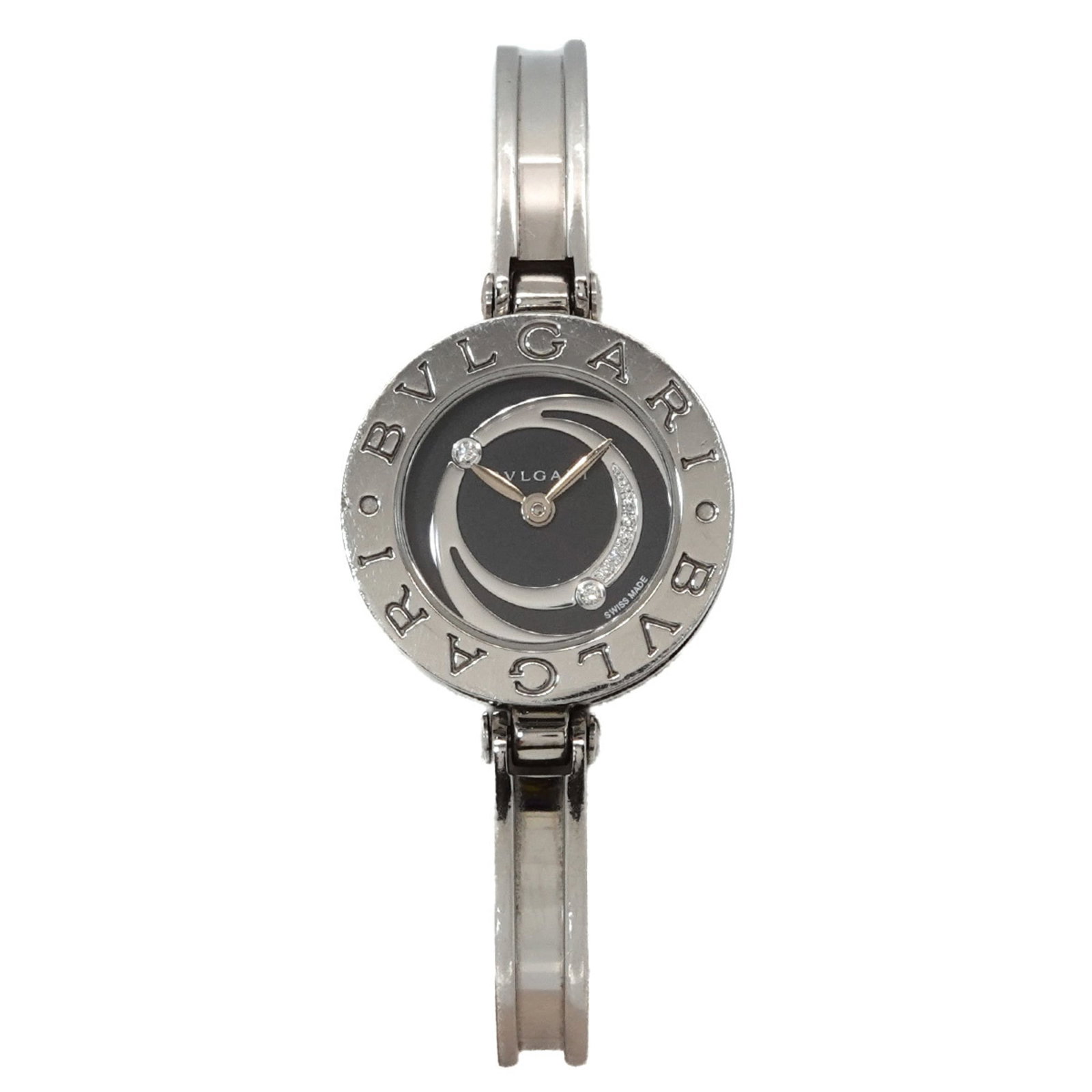 Bvlgari Wristwatch: Bvlgari Wristwatch Stainless steel case and band, the Bvlgari wristwatch presents a sleek black dial. With its quartz movement and 22mm diameter, this watch is designed for everyday wear. The 15cm