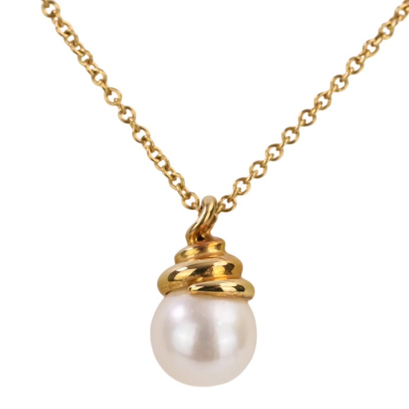 Tiffany & Co. 750 18K Yellow Gold Akoya Pearl Necklace Pendant For Women: Tiffany & Co. 750 18K Yellow Gold Akoya Pearl Necklace Pendant For Women Tiffany & Co. 750 18K Yellow Gold Akoya Pearl Necklace Pendant For Women features a stunning 12mm x 7mm pendant made from