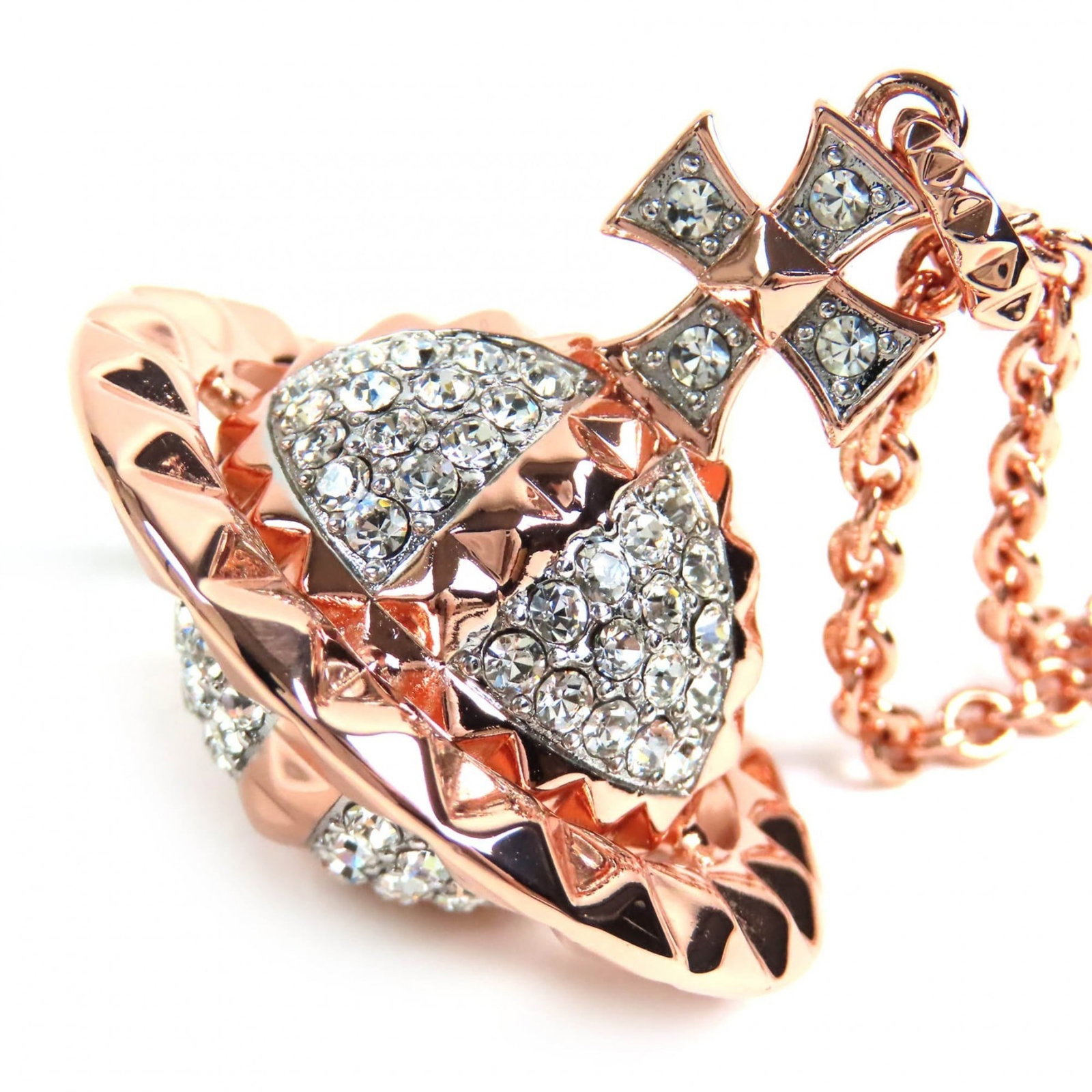 Vivienne Westwood 63020050-G118-M Mayfair Large Orb Pendant Rhinestone Necklace In Pink Gold: Vivienne Westwood 63020050-G118-M Mayfair Large Orb Pendant Rhinestone Necklace In Pink Gold Pink gold rhinestone necklace with a large orb pendant, measuring 40mm x 40mm. Comes in a box and dust bag
