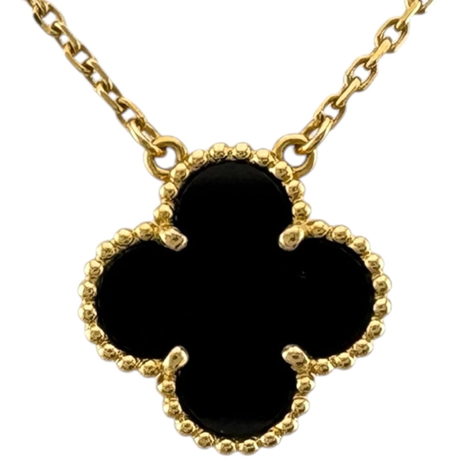 Yellow Gold Onyx Women'S Necklace 18K Van Cleef & Arpels Vintage Enhambra.: Yellow Gold Onyx Women'S Necklace 18K Van Cleef & Arpels Vintage Enhambra. Yellow gold Onyx Women'S Necklace 18K Van Cleef & Arpels Vintage Enhambra features an elegant design with yellow gold and