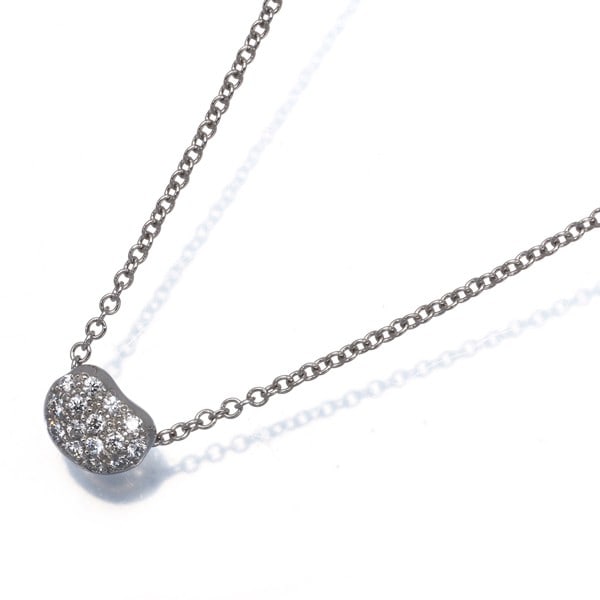 Platinum Paved Mini Diamond Necklace 950 Tiffany&Co: Platinum Paved Mini Diamond Necklace 950 Tiffany&Co Platinum paved mini diamond necklace from Tiffany & Co. features a natural style pendant with a 5.0 x 6.4mm unmarked diamond stone, set in 950 plati