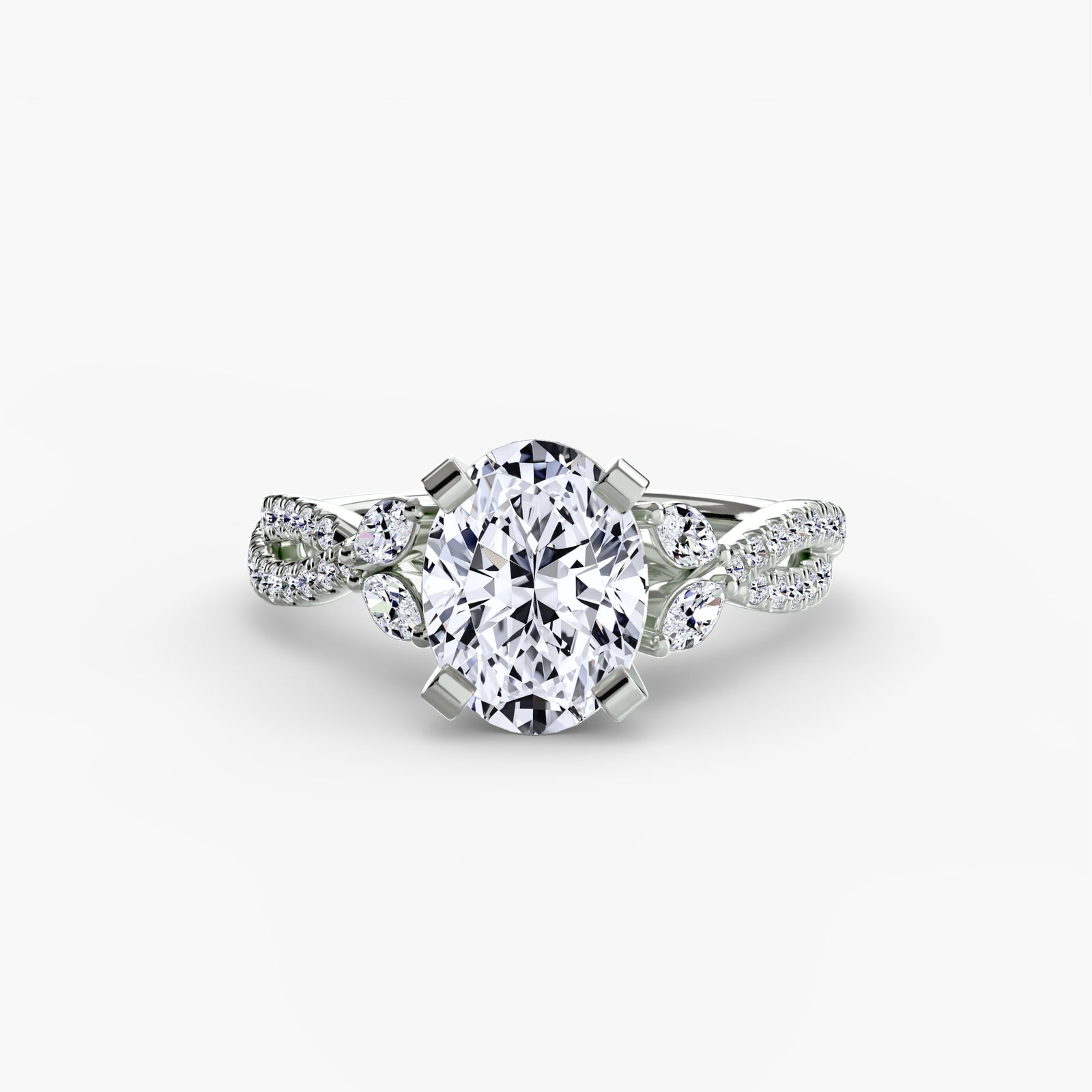 Pave Round 18Kt White Gold Ring Setting - 2