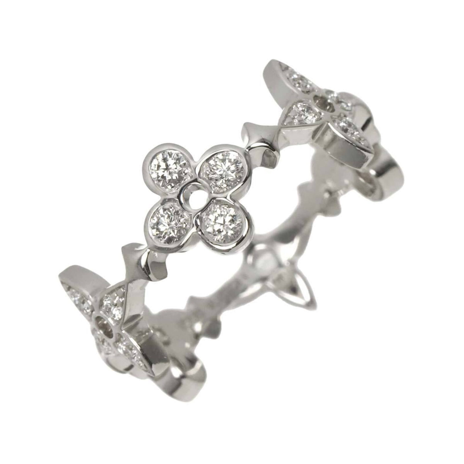 White Gold 18K Louis Vuitton Band Ring: White Gold 18K Louis Vuitton Band Ring White Gold 18K Louis Vuitton Band Ring features an elegant band design made from high-quality white gold (18K). The ring boasts a classic style with a 50 US