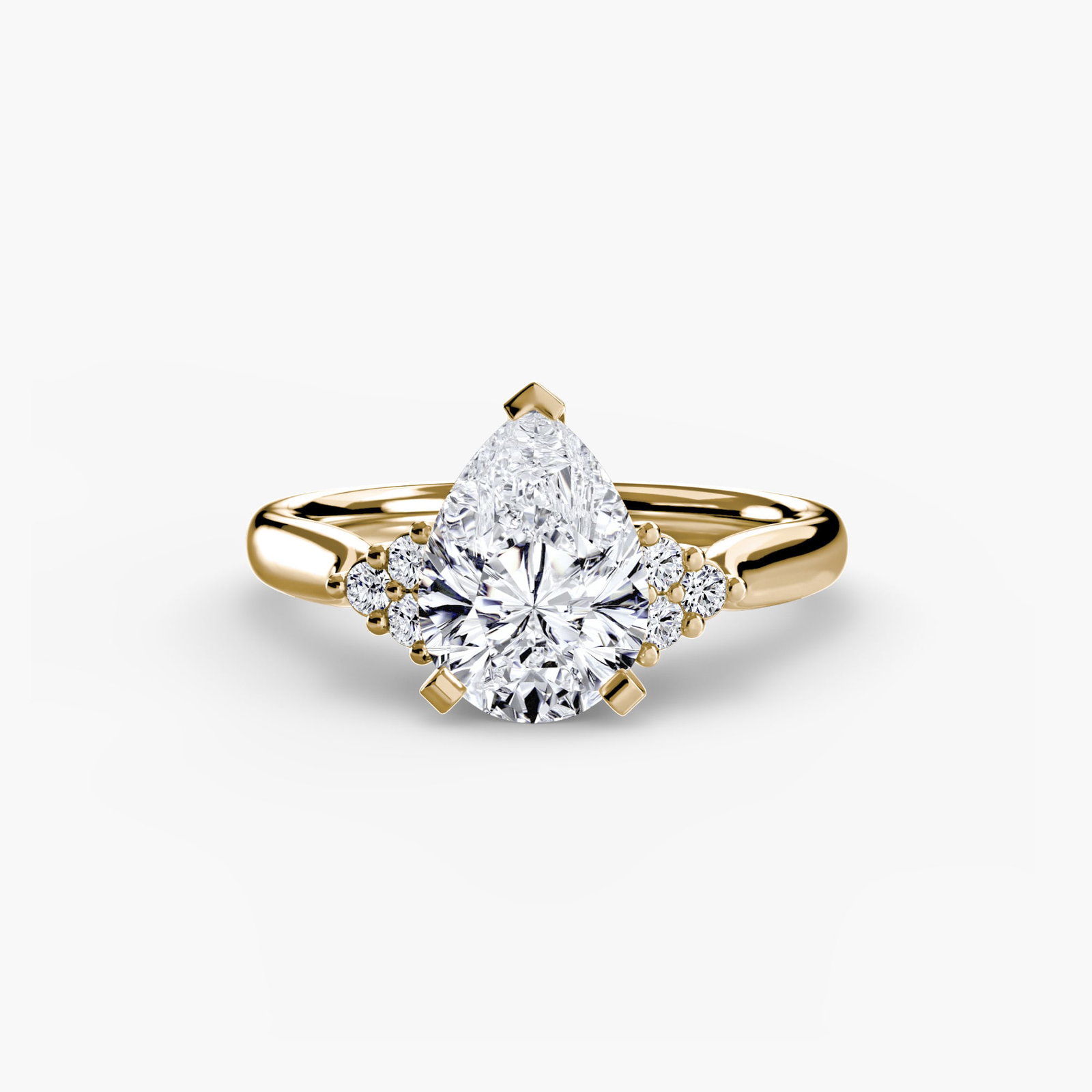 Solitaire Pear 18Kt Yellow Gold Ring Setting - 2