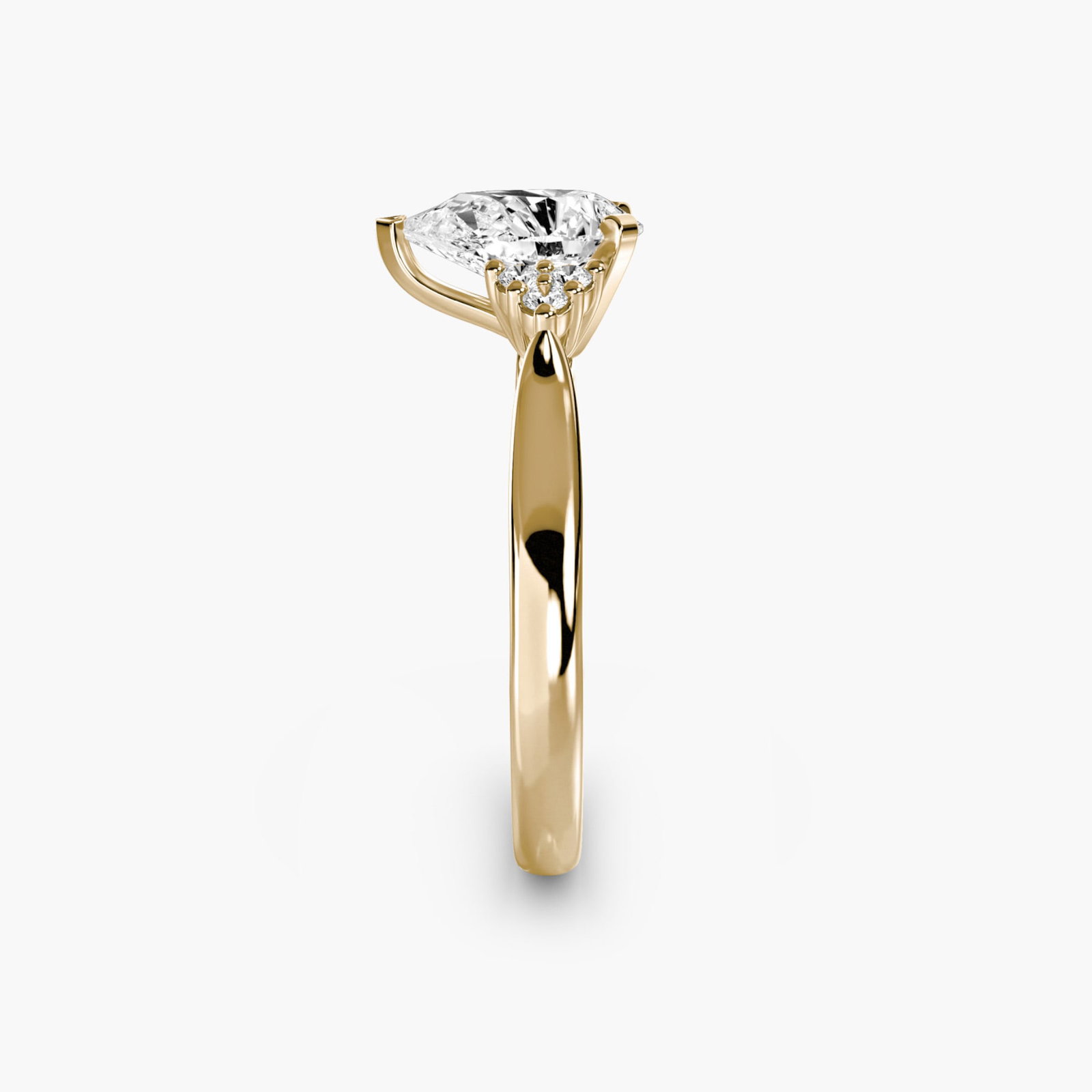 Solitaire Pear 18Kt Yellow Gold Ring Setting - 3