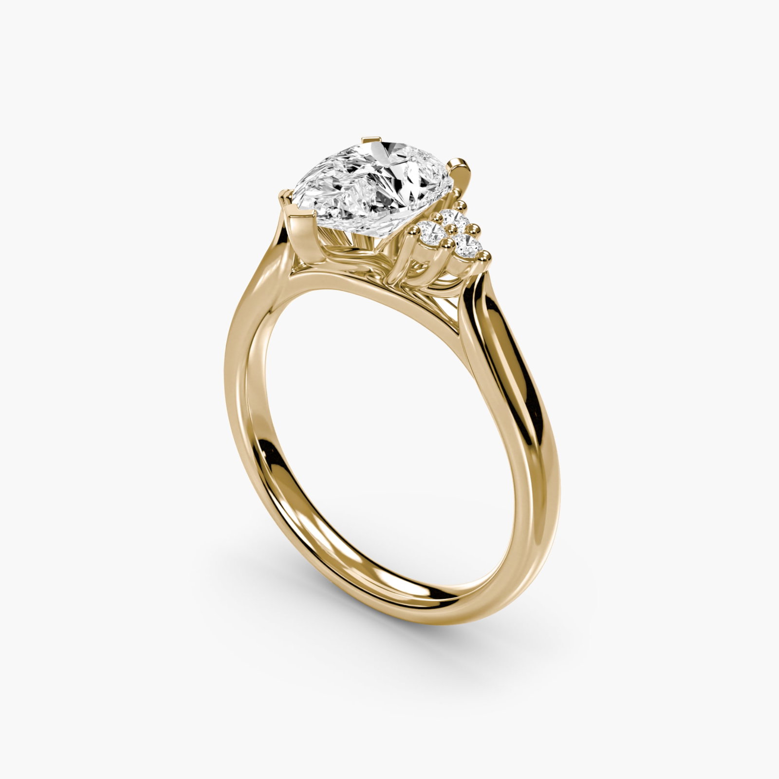 Solitaire Pear 18Kt Yellow Gold Ring Setting - 5