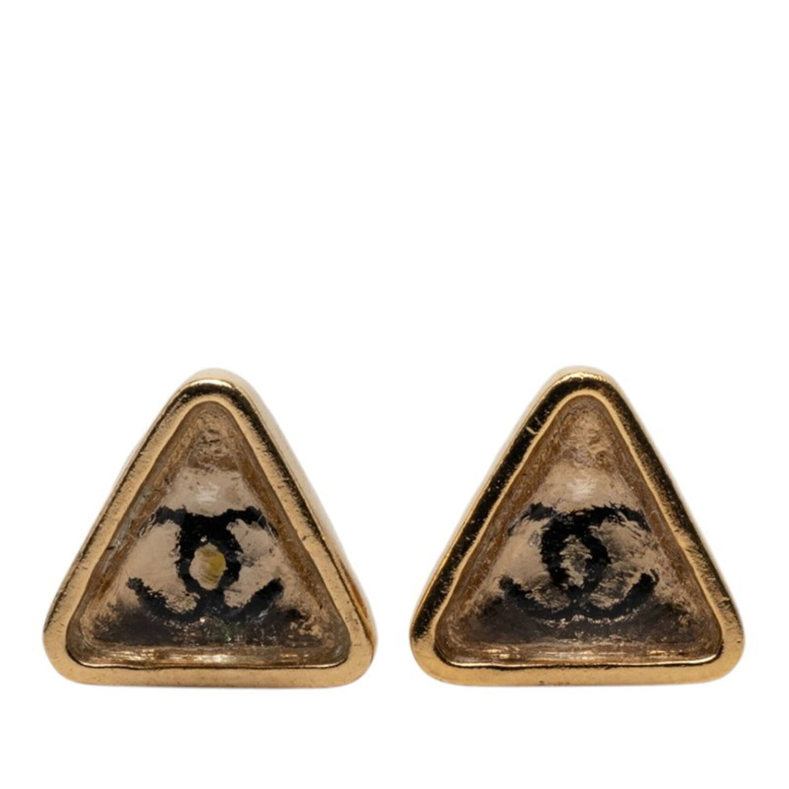 Chanel Women's Coco Mark Logo Triangle Earrings Plated 00C (1 of 4)