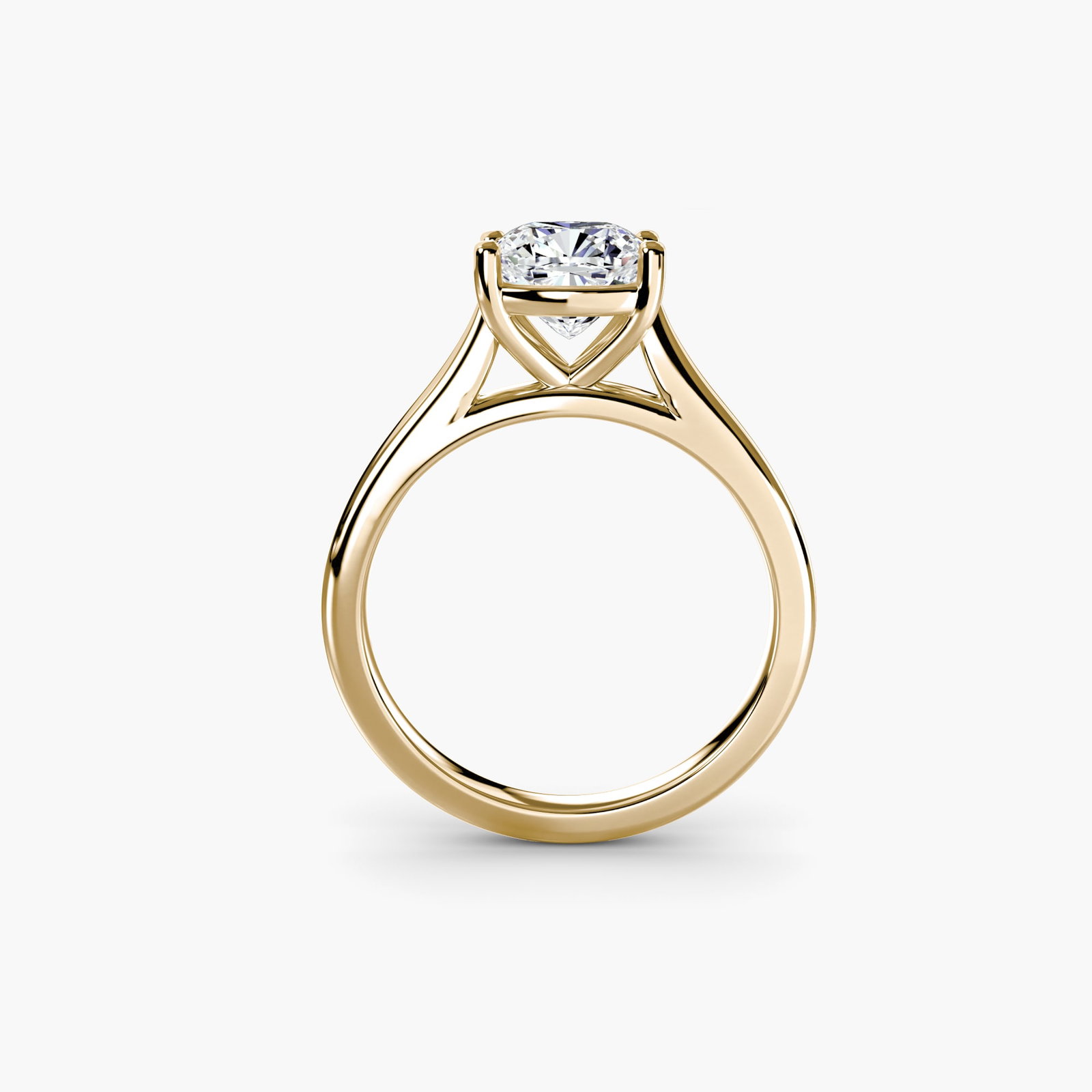 Solitaire Cushion 18Kt Yellow Gold Ring Setting: Solitaire Cushion 18Kt Yellow Gold Ring Setting 18Kt Yellow Gold Solitaire Cushion Ring Setting for the perfect centerpiece. This stunning ring setting features a cushion-cut center stone, surrounded 