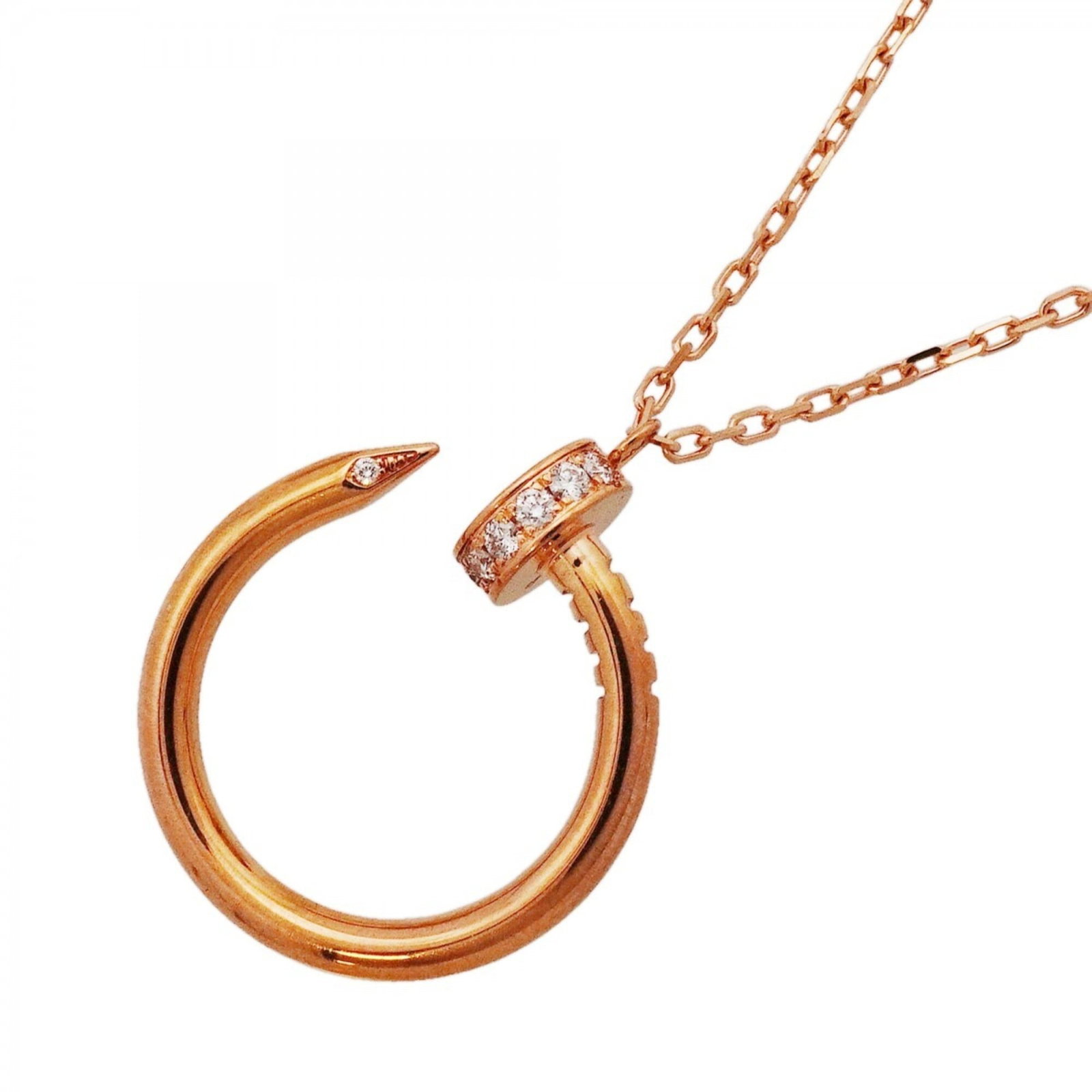 Cartier Juste Un Clou Necklace 18K Pink Gold Diamond Women'S: Cartier Juste Un Clou Necklace 18K Pink Gold Diamond Women'S Cartier Juste Un Clou Necklace in 18K Pink Gold with Diamond Pendant. This elegant necklace features a 23mm x 18.6mm diamond pendant