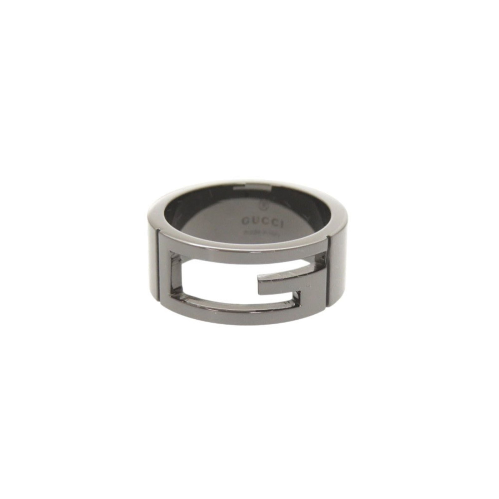 Gucci Band Ring Silver 925: Gucci Band Ring Silver 925 Silver 925 Gucci band ring with elegant gunmetal tone, crafted in Italy. This stylish accessory features the iconic Gucci brand and is available in US size 6.5 and JP size