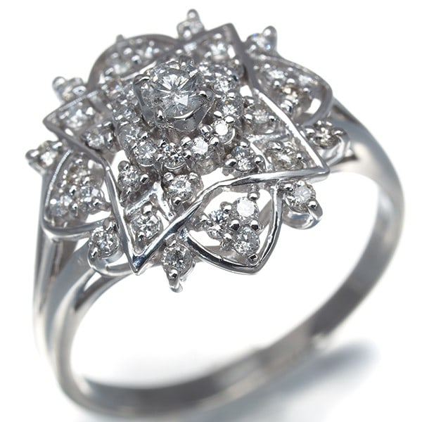 Diamond 0.40Ct Openwork Ring 900 Platinum - 2