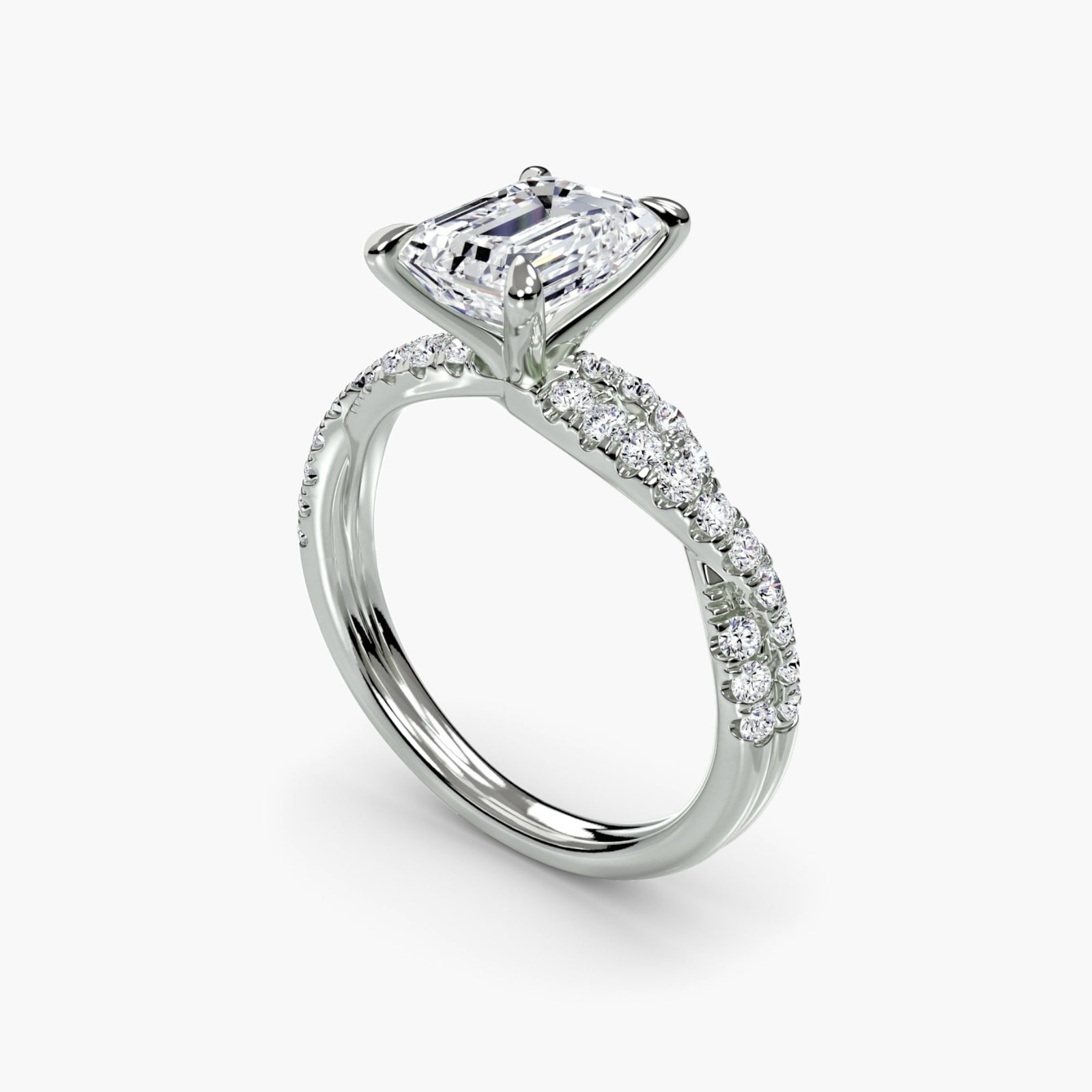 Pave Emerald 950 Platinum Ring Setting - 5