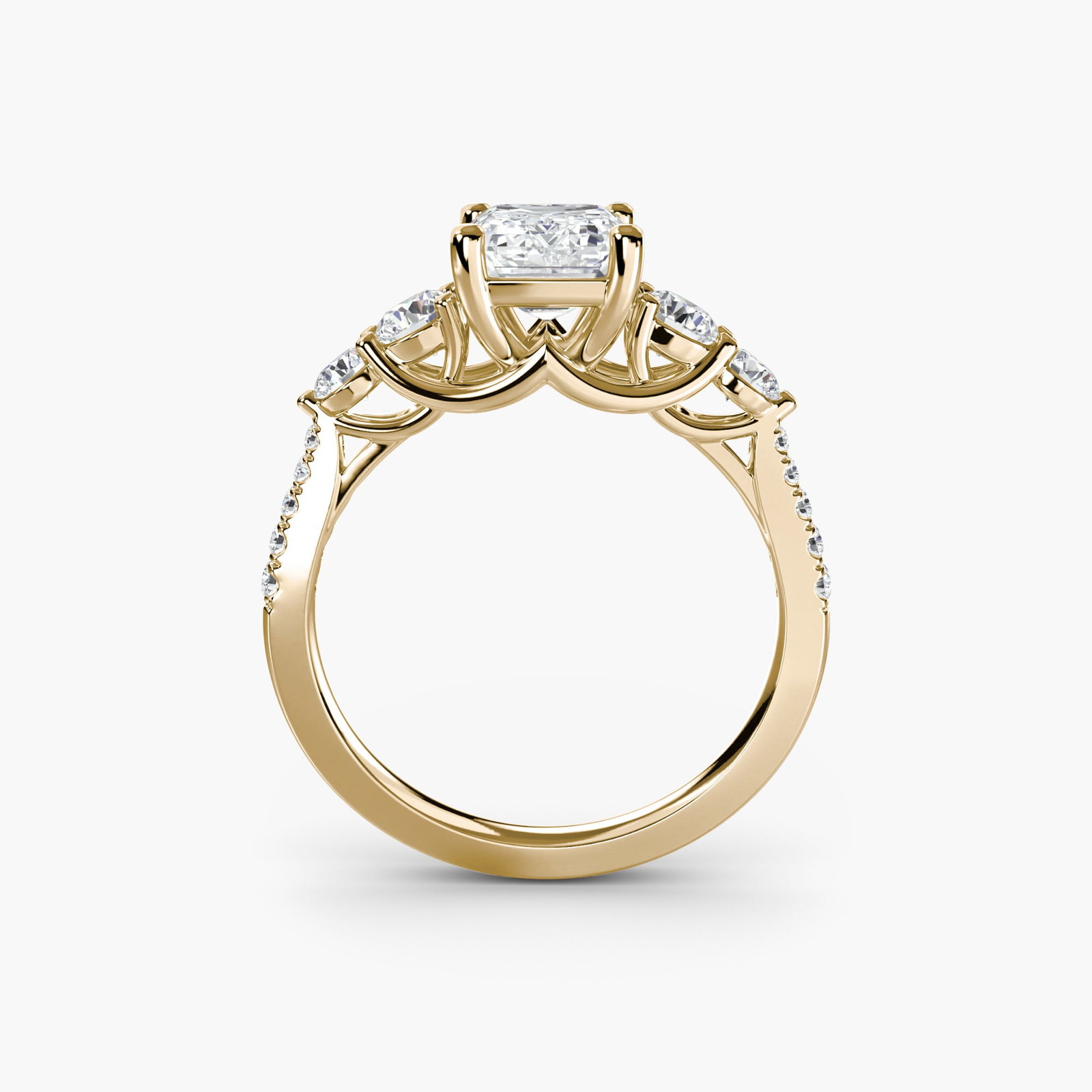 Pave Emerald 14Kt Yellow Gold Ring Setting: Pave Emerald 14Kt Yellow Gold Ring Setting Pave Emerald Ring Setting in 14Kt Yellow Gold - A stunning setting featuring 14 pave stones, totaling 0.595 carats, set on a 2mm wide band. This beautiful